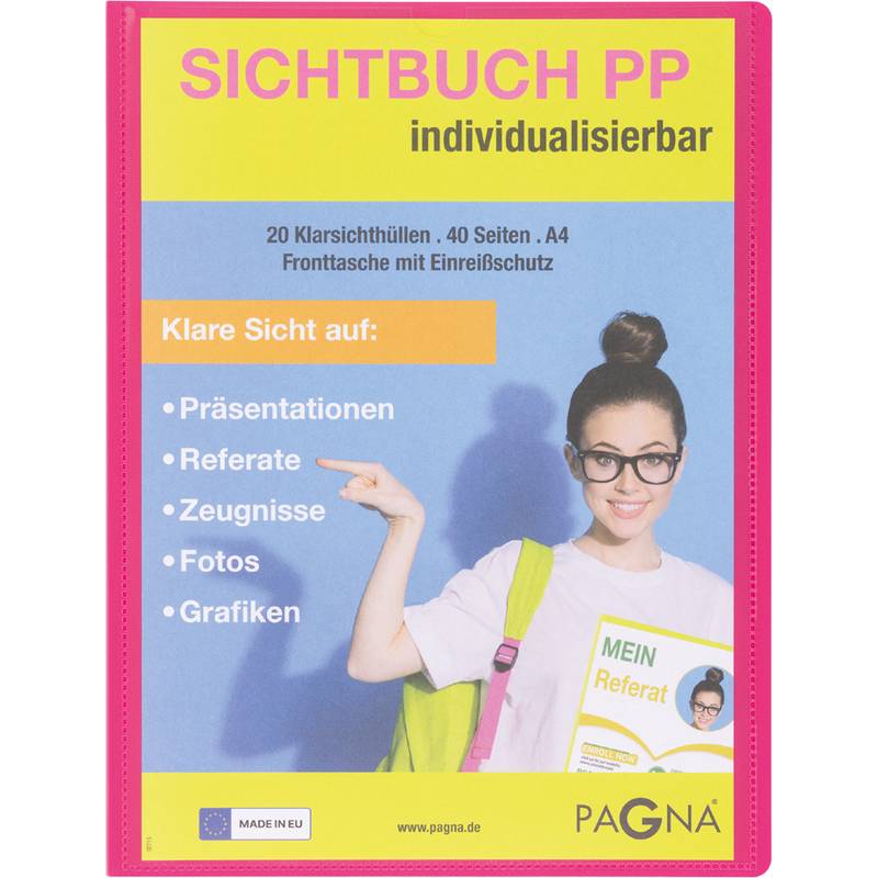 PAGNA Präsentations-Sichtbuch "School", DIN A4, dunkelrosa