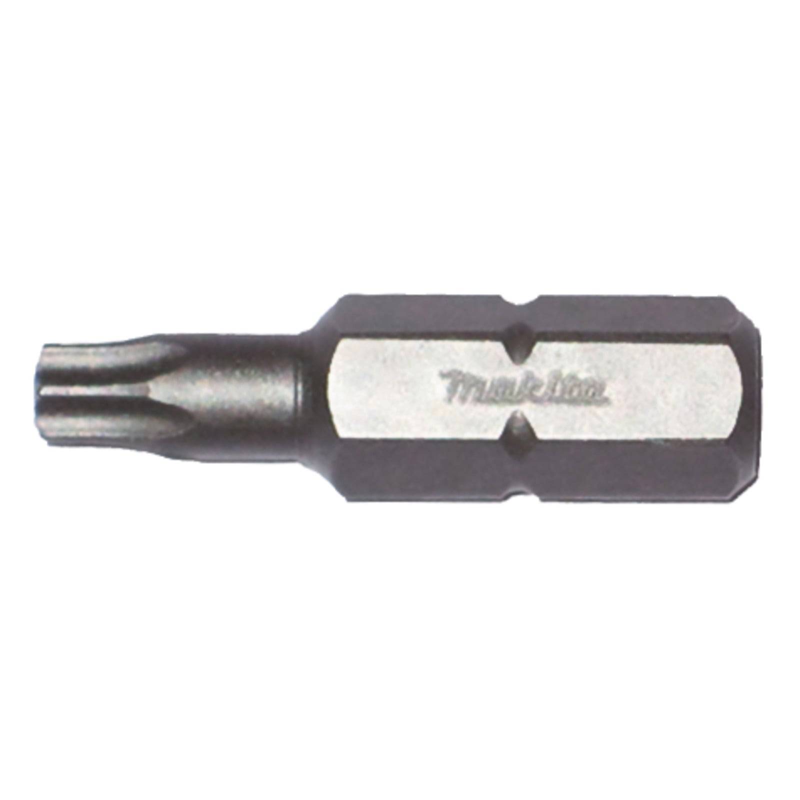 Ein kleiner metallischer Schraubenbits mit einer sternförmigen Spitze, der zum Eindrehen von Schrauben mit passenden Köpfen verwendet wird. Der Markenname ist an der Seite eingraviert.
