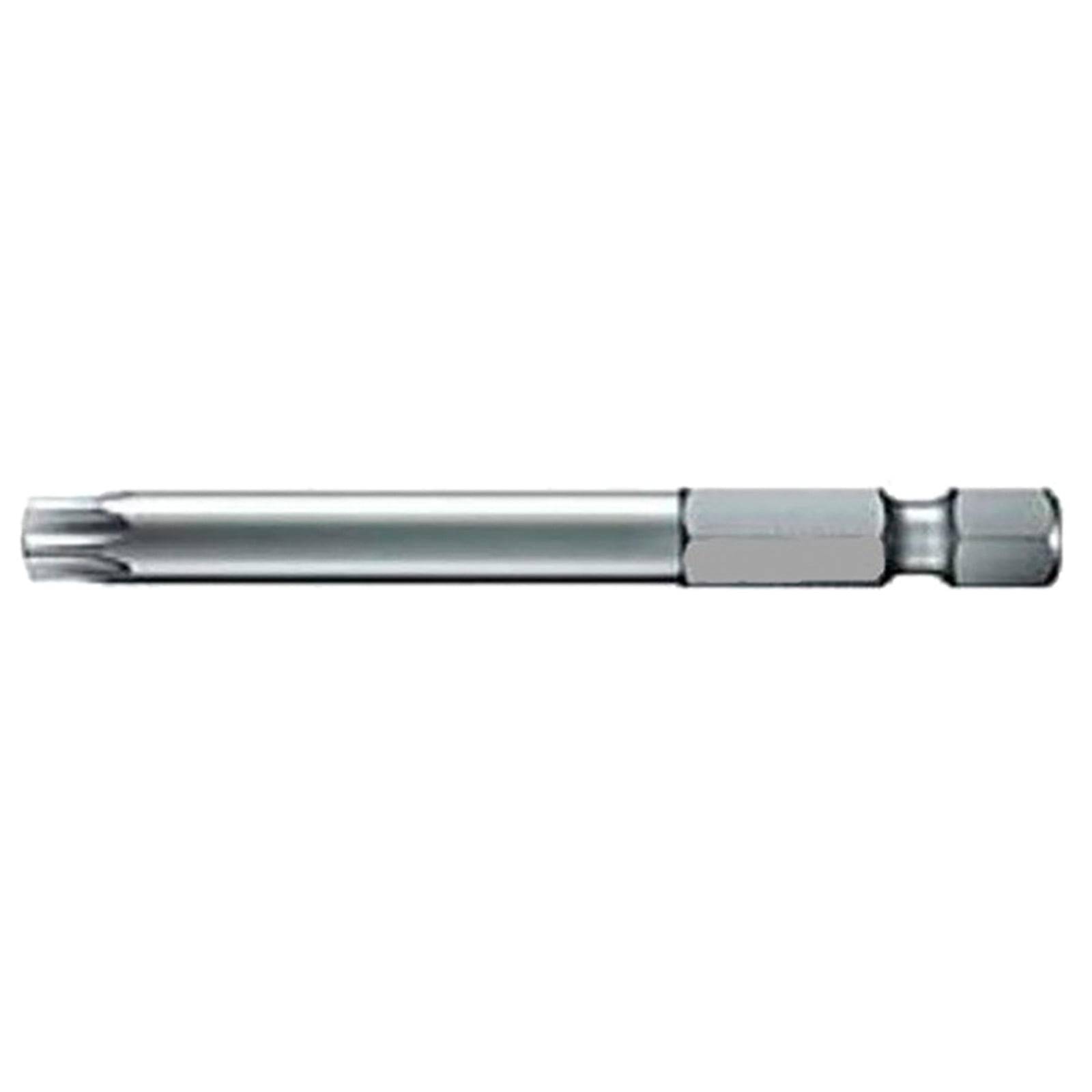 Ein Sechskant-Schraubenziehereinsatz für Bohrmaschinen, mit glatter Metalloberfläche und entwickelt zum Eindrehen von Schrauben und Bolzen.