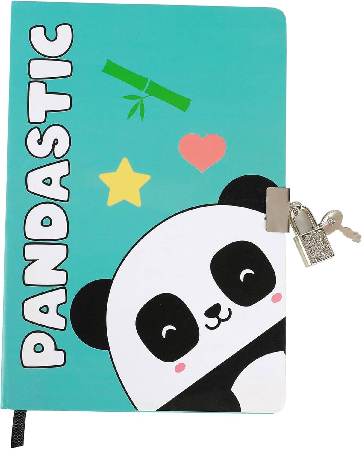 I-TOTAL ® Tagebuch Vorhängeschloss Schlüsseln 80 Seiten Panda