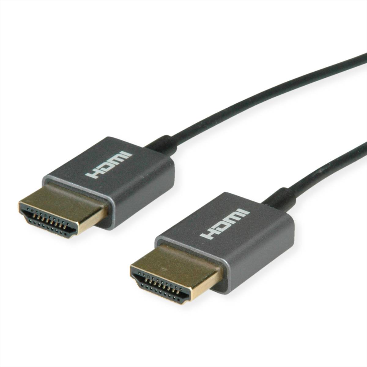 ROLINE 4K HDMI Ultra HD Kabel mit Ethernet, ST/ST, ultra-slim, koaxial, schwarz, 2 m