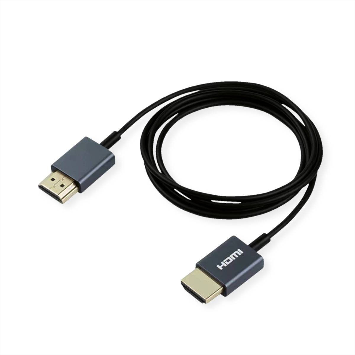 ROLINE 4K HDMI Ultra HD Kabel mit Ethernet, ST/ST, ultra-slim, koaxial, schwarz, 2 m