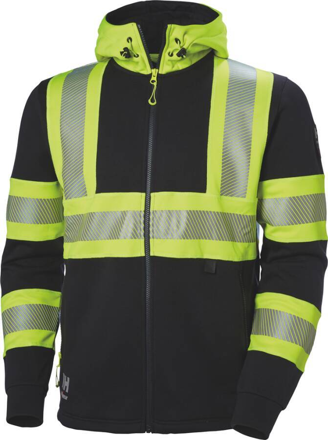 Warnschutz-Kapuzen-Sweatjacke ICU Klasse 1 79273_369-L Größe L Farbe warngelb / schwarz