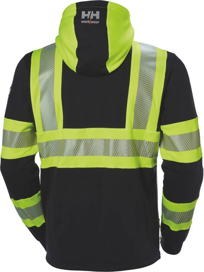 Warnschutz-Kapuzen-Sweatjacke ICU Klasse 1 79273_369-L Größe L Farbe warngelb / schwarz