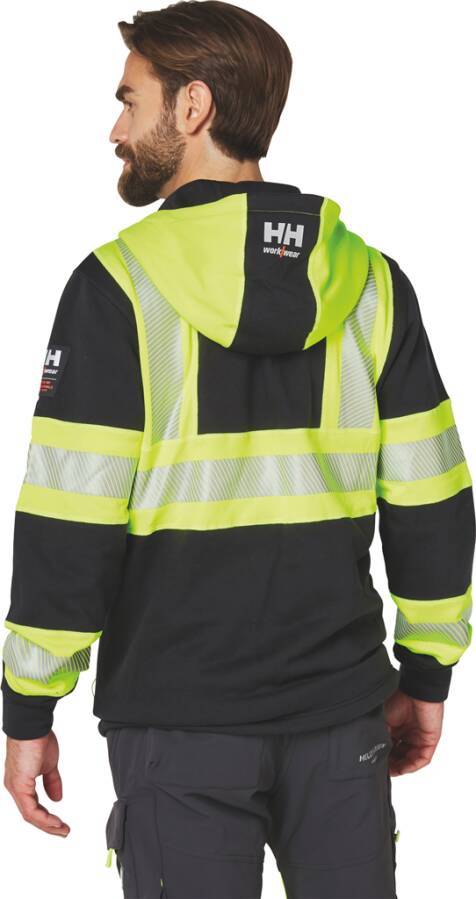 Warnschutz-Kapuzen-Sweatjacke ICU Klasse 1 79273_369-L Größe L Farbe warngelb / schwarz