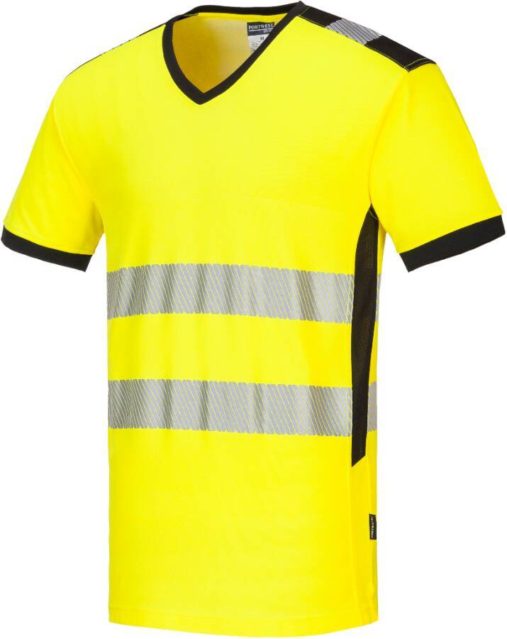 Warnschutz-T-Shirt V-Ausschnitt PW310 Klasse 2 PW310YBRM Größe M Farbe warngelb / schwarz