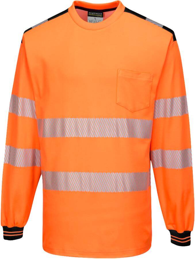 Warnschutz-T-Shirt Langarm T185 Klasse 3 T185OBRXXL Größe XXL Farbe warnorange / schwarz