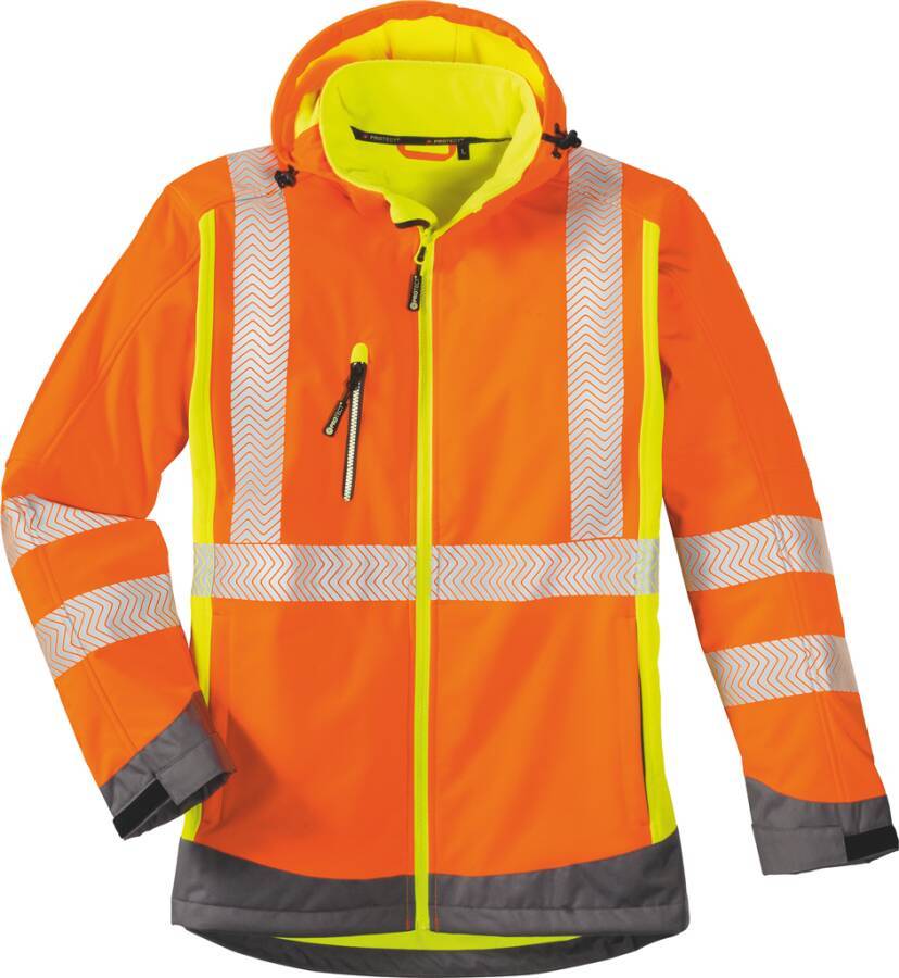 Warnschutz-Softshelljacke dreifarbig Klasse 2/3 3470-S Größe S Farbe warnorange / warngelb / grau