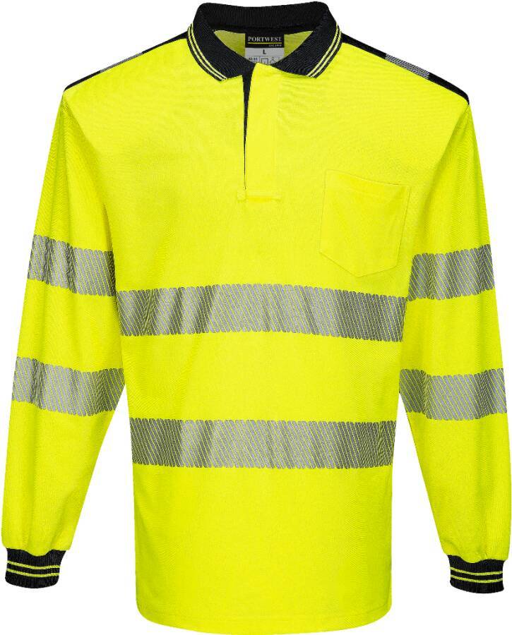 Warnschutz-Polo-Shirt Langarm T184 Klasse 3 T184YBRXL Größe XL Farbe warngelb / schwarz