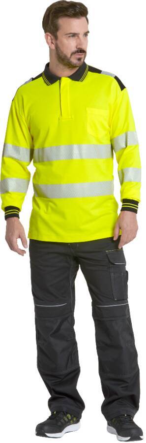 Warnschutz-Polo-Shirt Langarm T184 Klasse 3 T184YBRXL Größe XL Farbe warngelb / schwarz