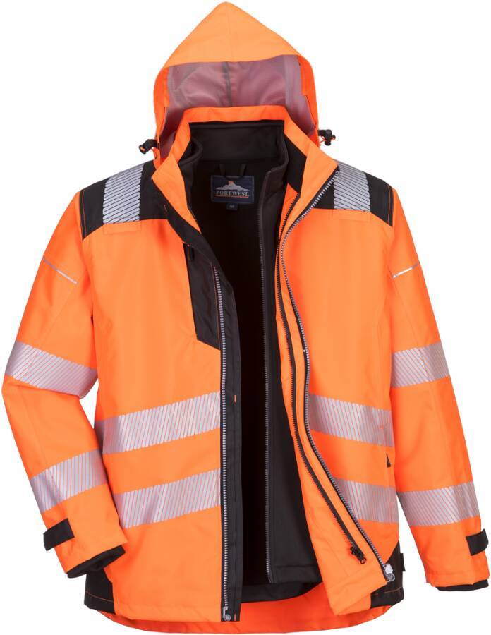 Warnschutz-Jacke 3-in-1 PW365 Klasse 3 PW365OBR2XL Größe XXL Farbe warnorange / schwarz
