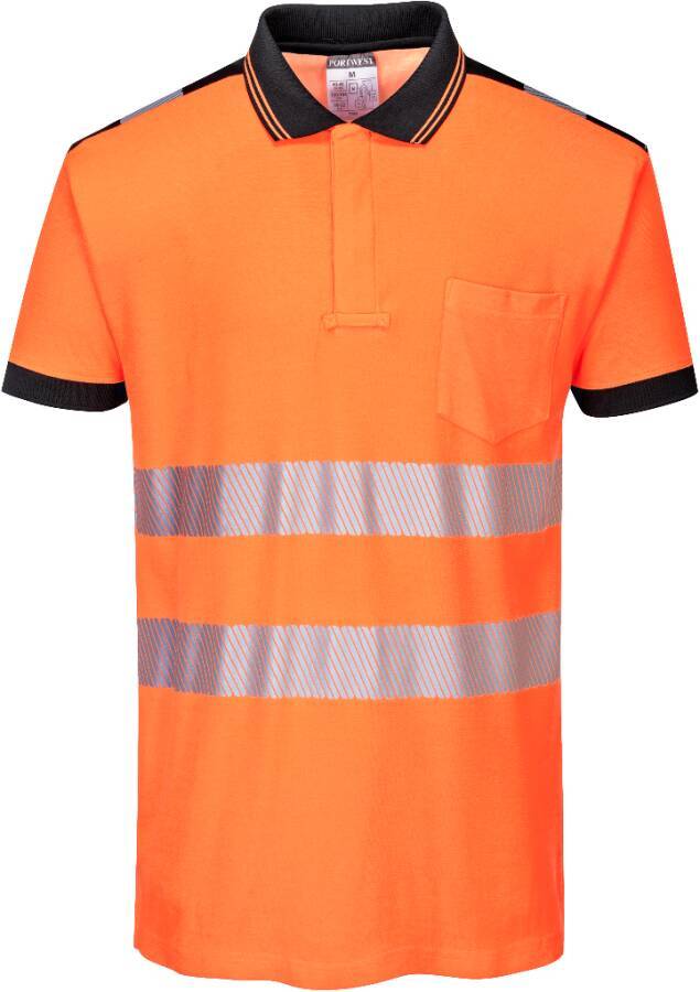 Warnschutz-Polo-Shirt T180 Klasse 2 T180OBRM Größe M Farbe warnorange / schwarz