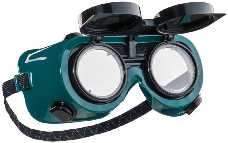 Schweißerklappbrille Tector® 70040125 Rahmen grün Scheibe Verstärkungsscheibe klar, Schweißerschutzscheibe grün Scheiben
