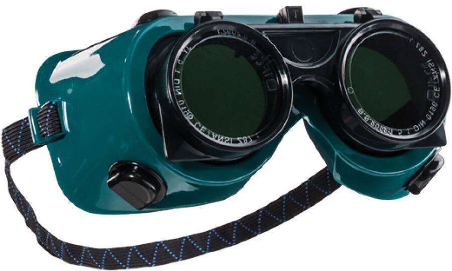 Schweißerklappbrille Tector® 70040125 Rahmen grün Scheibe Verstärkungsscheibe klar, Schweißerschutzscheibe grün Scheiben