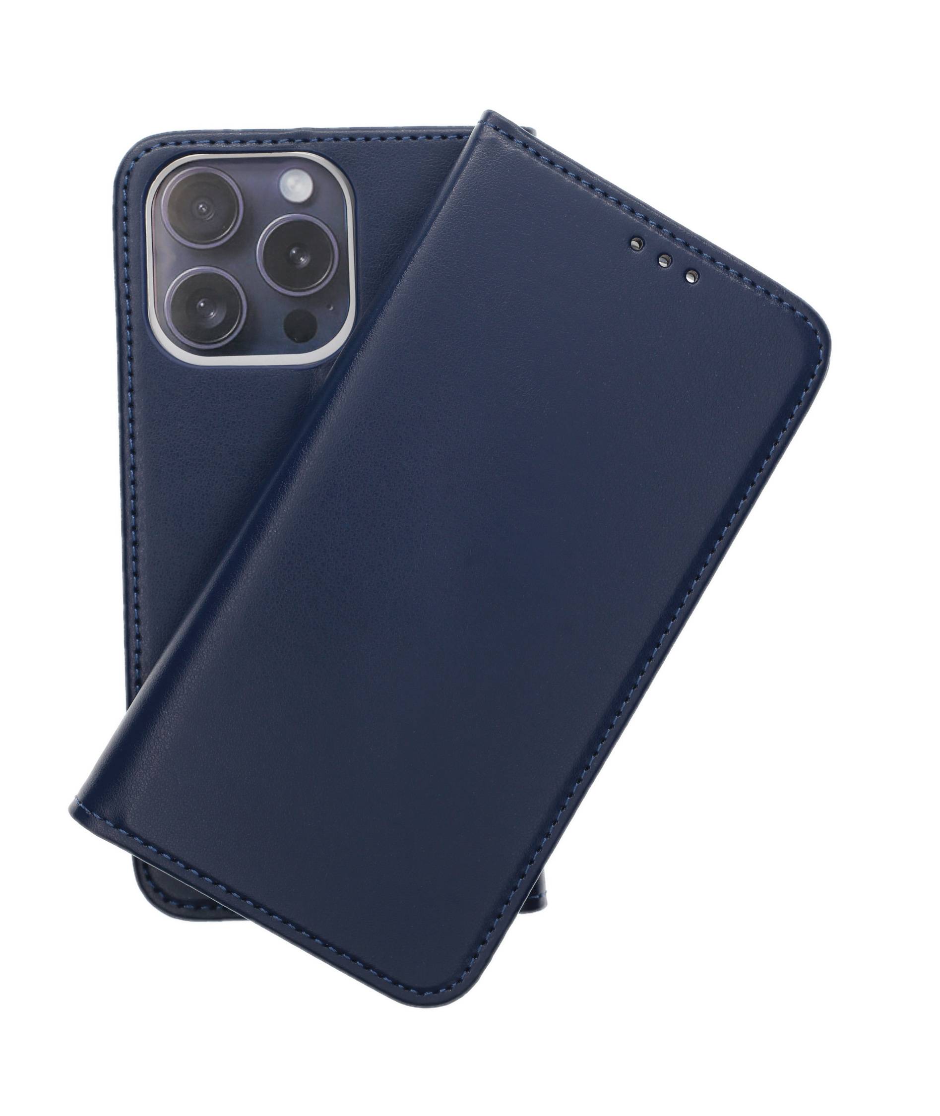 JAMCOVER Bookcase Smooth & Safe Marineblau für Apple iPhone 16 Pro - Handytasche mit Kartenfach und Standfunktion