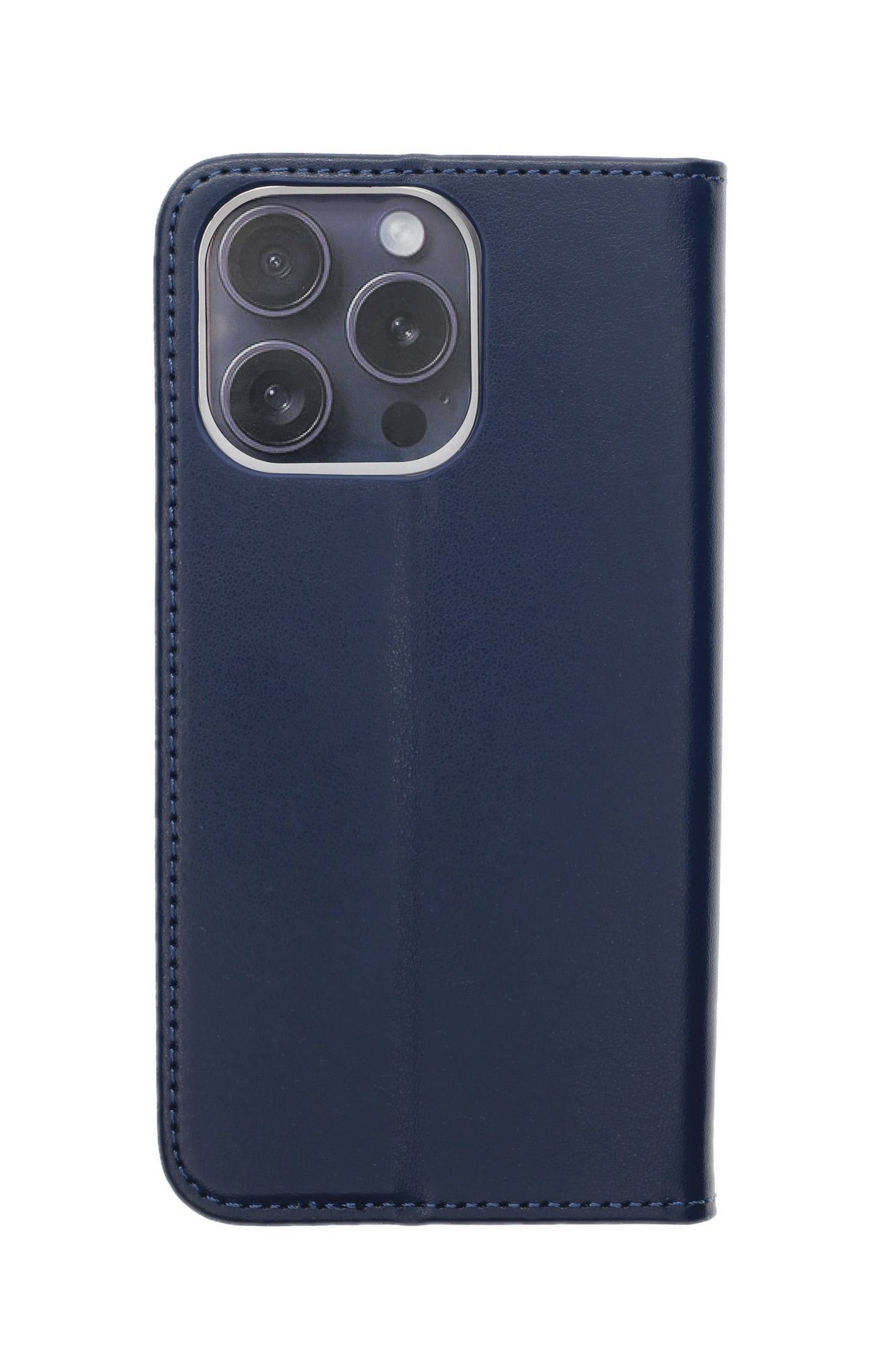 JAMCOVER Bookcase Smooth & Safe Marineblau für Apple iPhone 16 Pro - Handytasche mit Kartenfach und Standfunktion