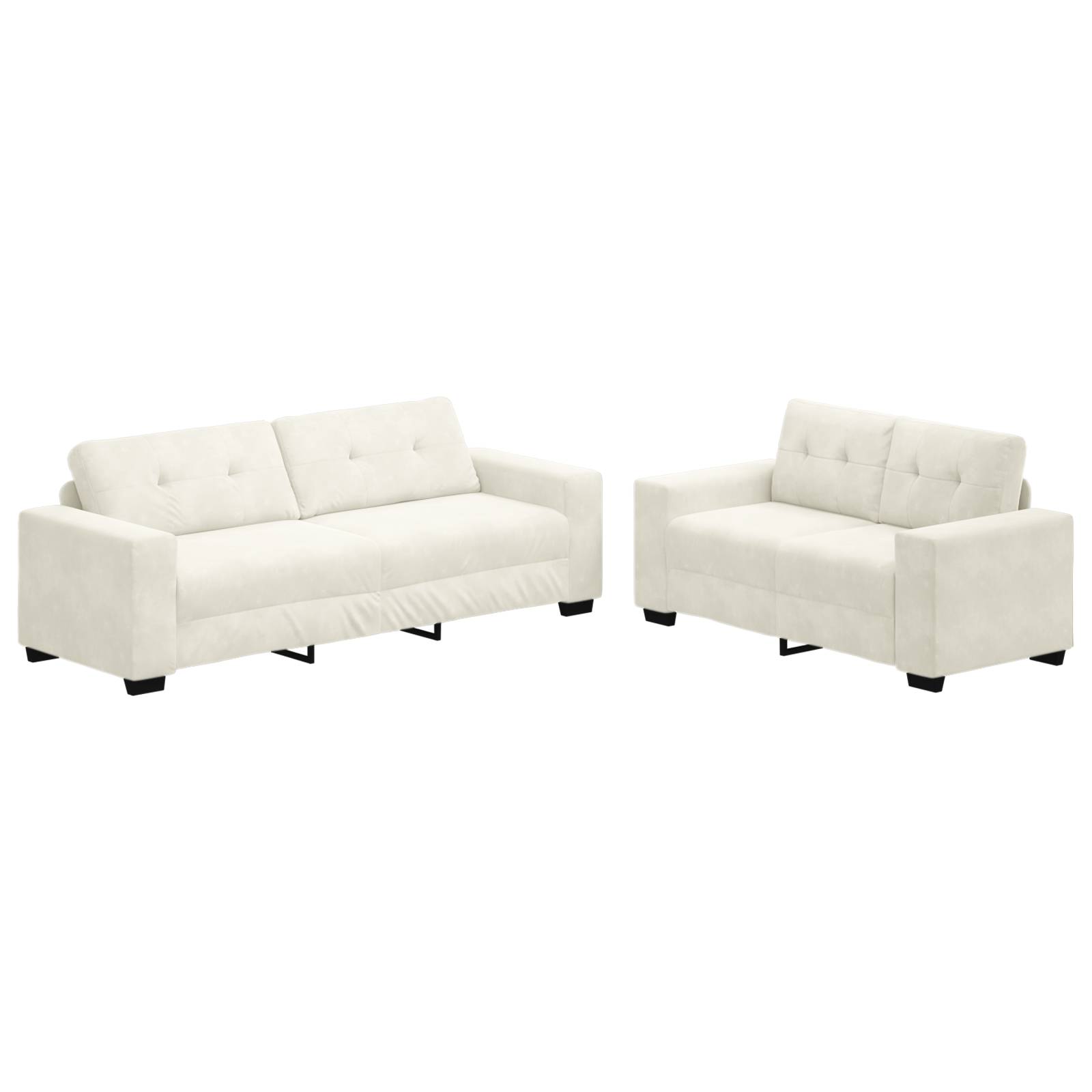 vidaXL 2-tlg. Sofagarnitur mit Kissen Creme Samt