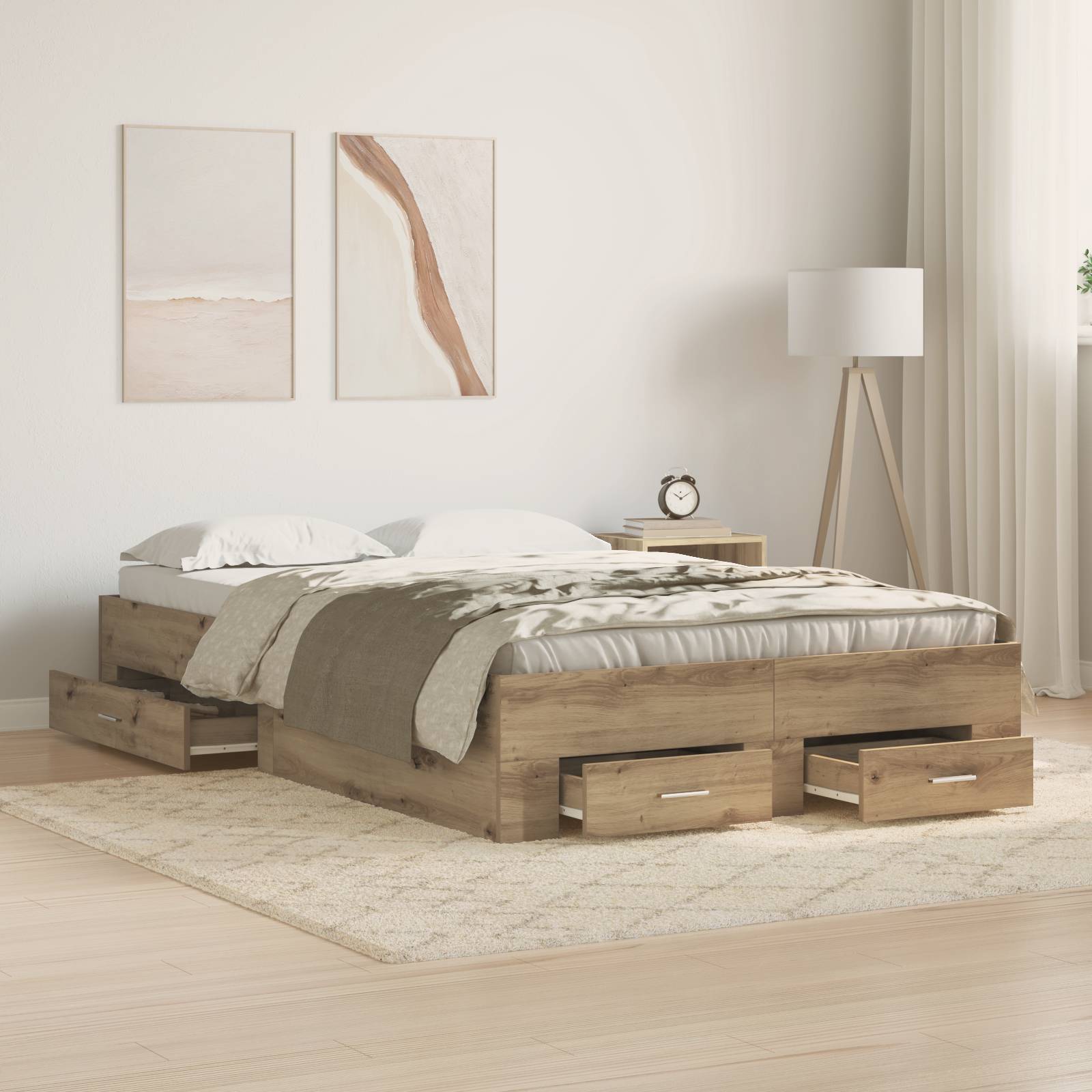 vidaXL Bett mit Schubladen Artisan Eiche 120x190 cm Holzwerkstoff