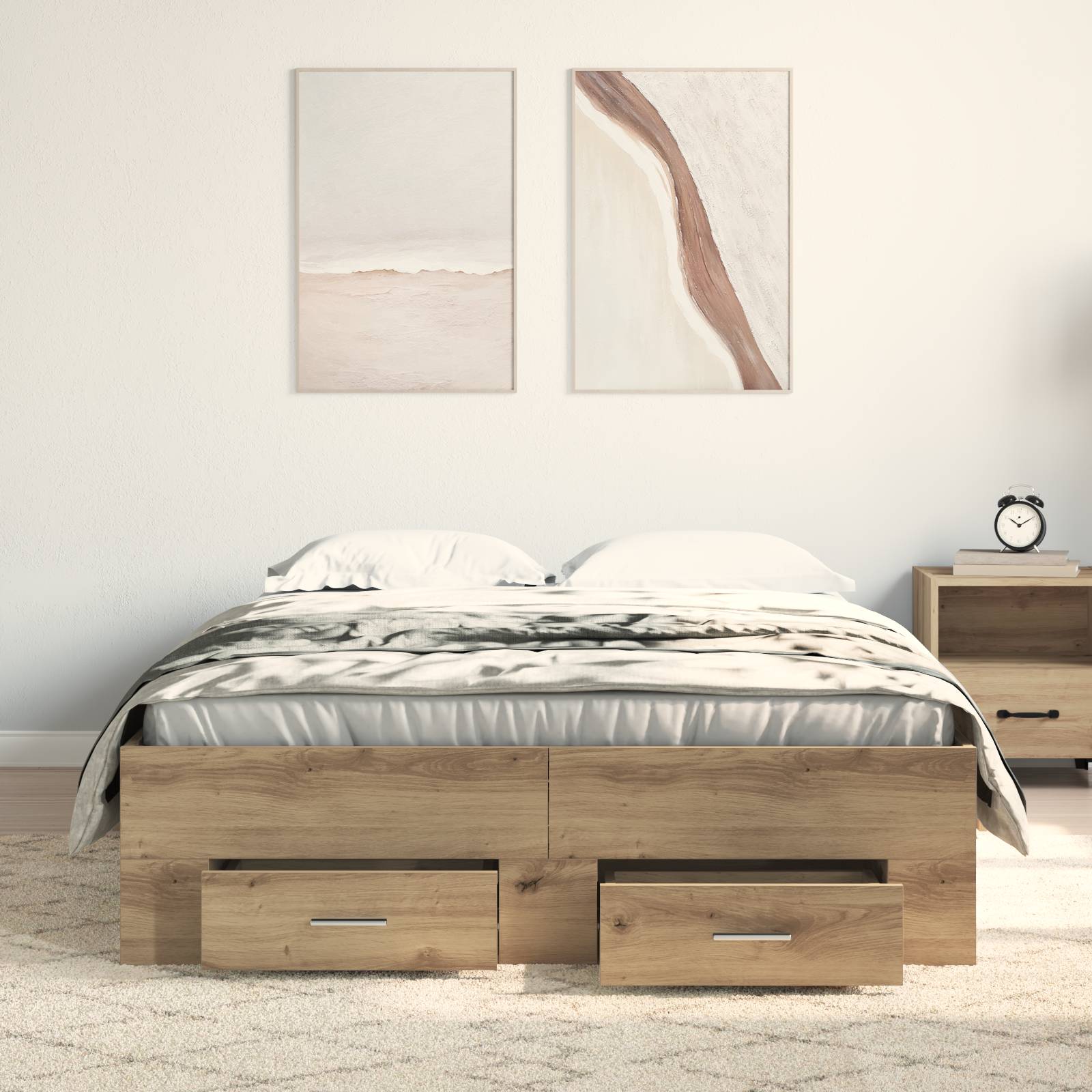 vidaXL Bett mit Schubladen Artisan Eiche 120x190 cm Holzwerkstoff