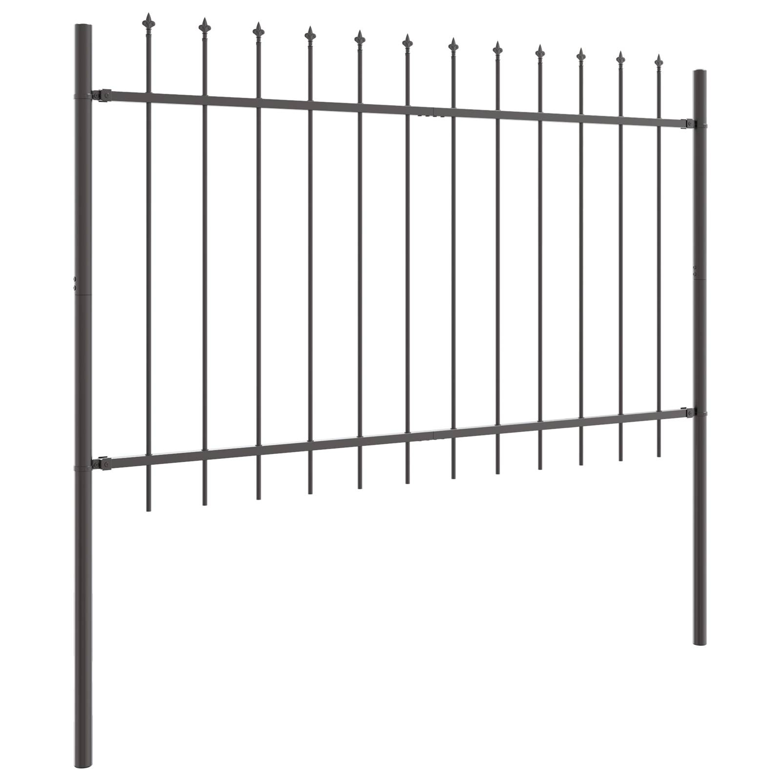 vidaXL Gartenzaun mit Speerspitzen Grau 8,5x1,2 m Stahl