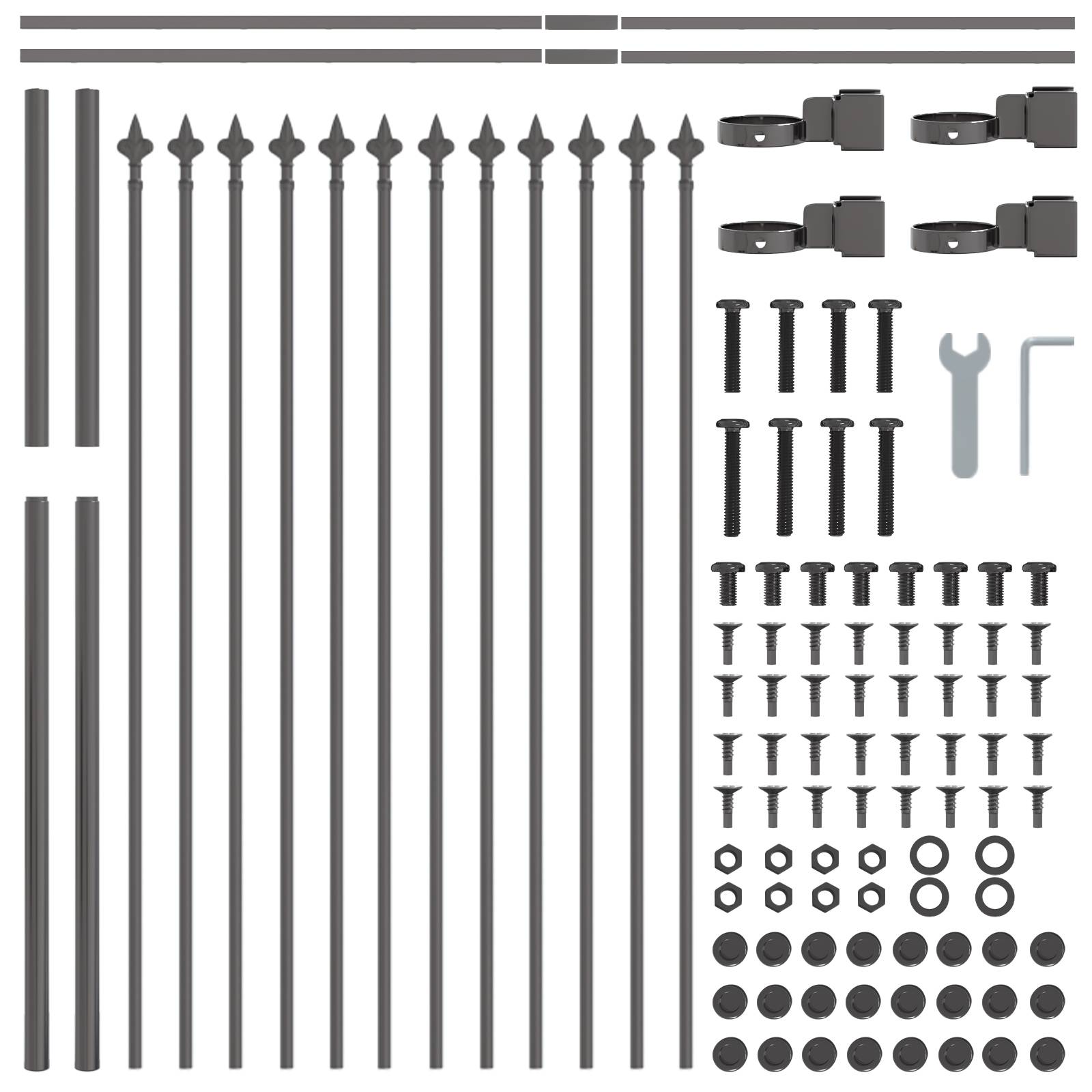 vidaXL Gartenzaun mit Speerspitzen Grau 15,3x1 m Stahl