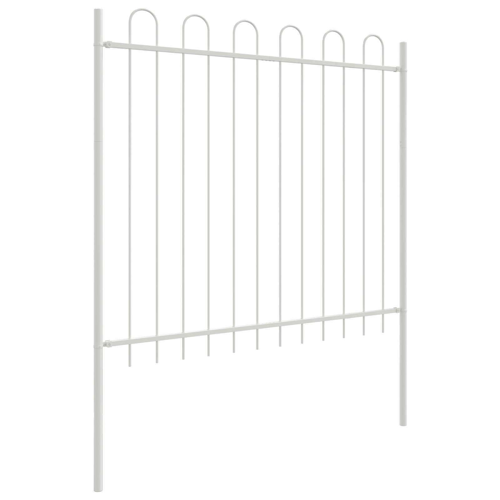 vidaXL Gartenzaun mit Bogenoberteil Weiß 5,1x1,5 m Stahl