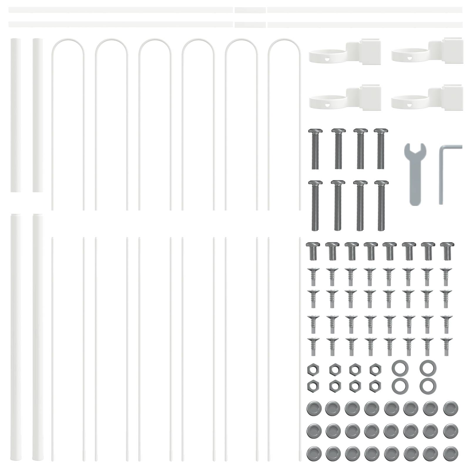vidaXL Gartenzaun mit Bogenoberteil Weiß 5,1x1,5 m Stahl