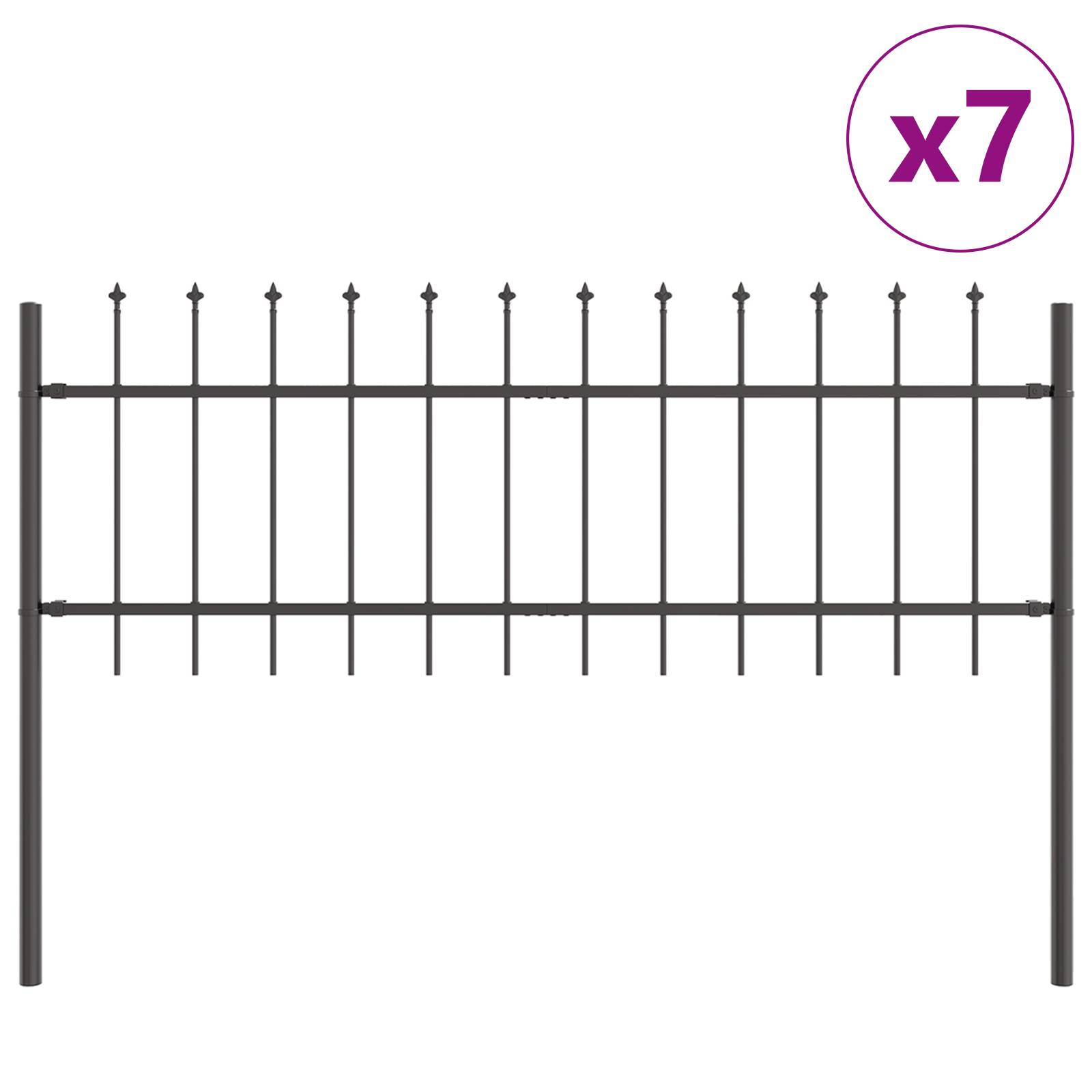 vidaXL Gartenzaun mit Speerspitzen Grau 11,9x0,8 m Stahl