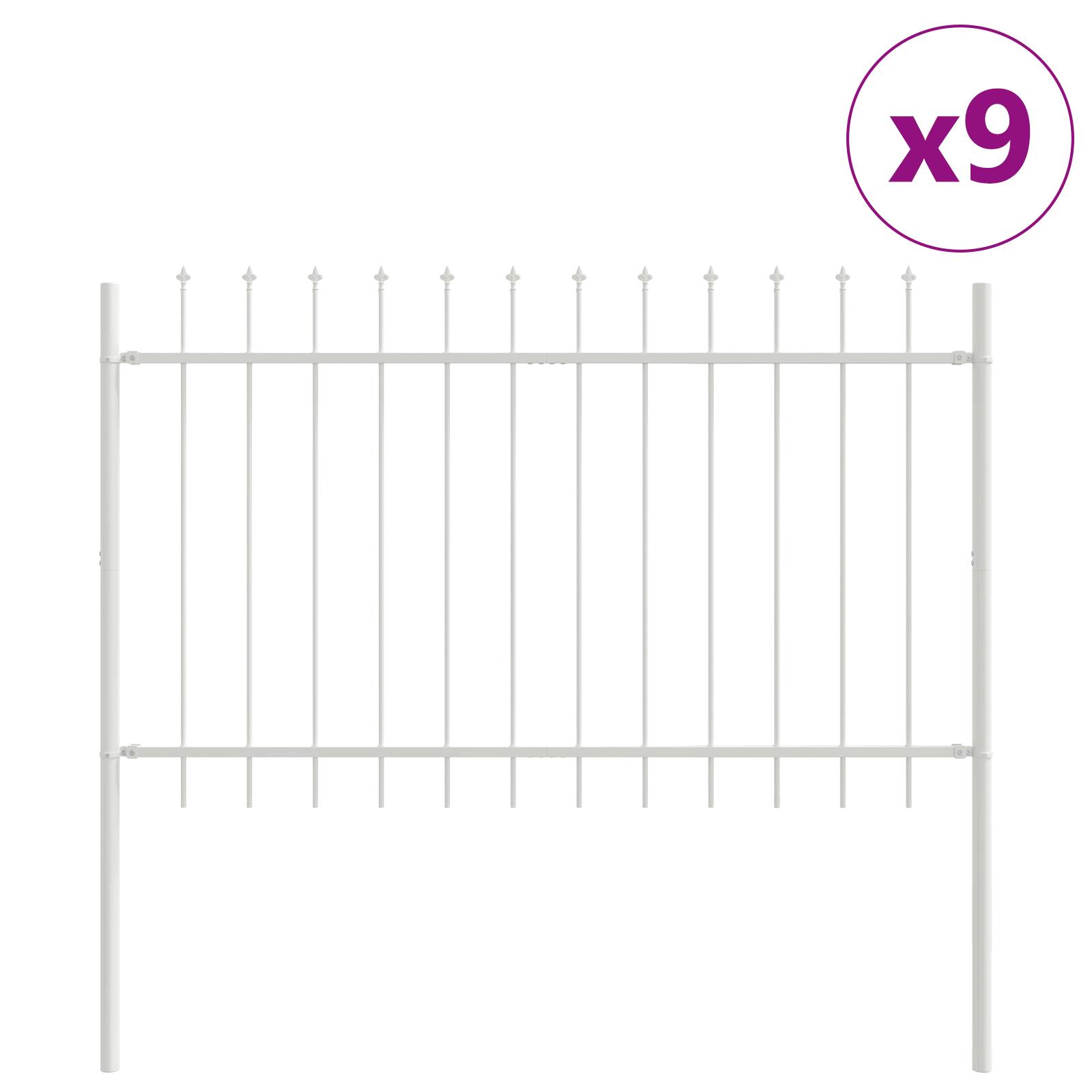 vidaXL Gartenzaun mit Speerspitzen Weiß 15,3x0,8 m Stahl
