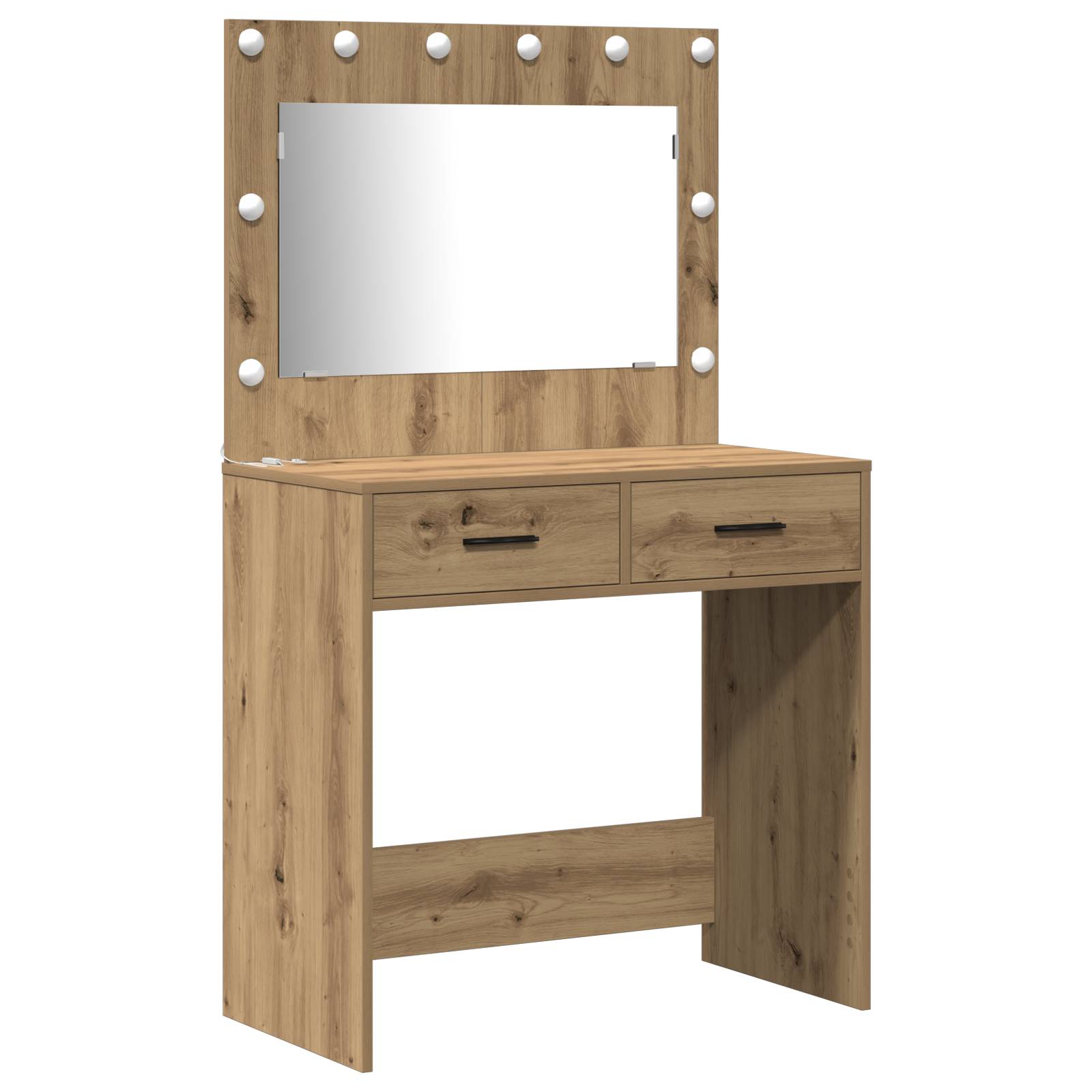 vidaXL 3-tlg. Schminktisch-Set mit LED-Leuchten Artisan Eiche