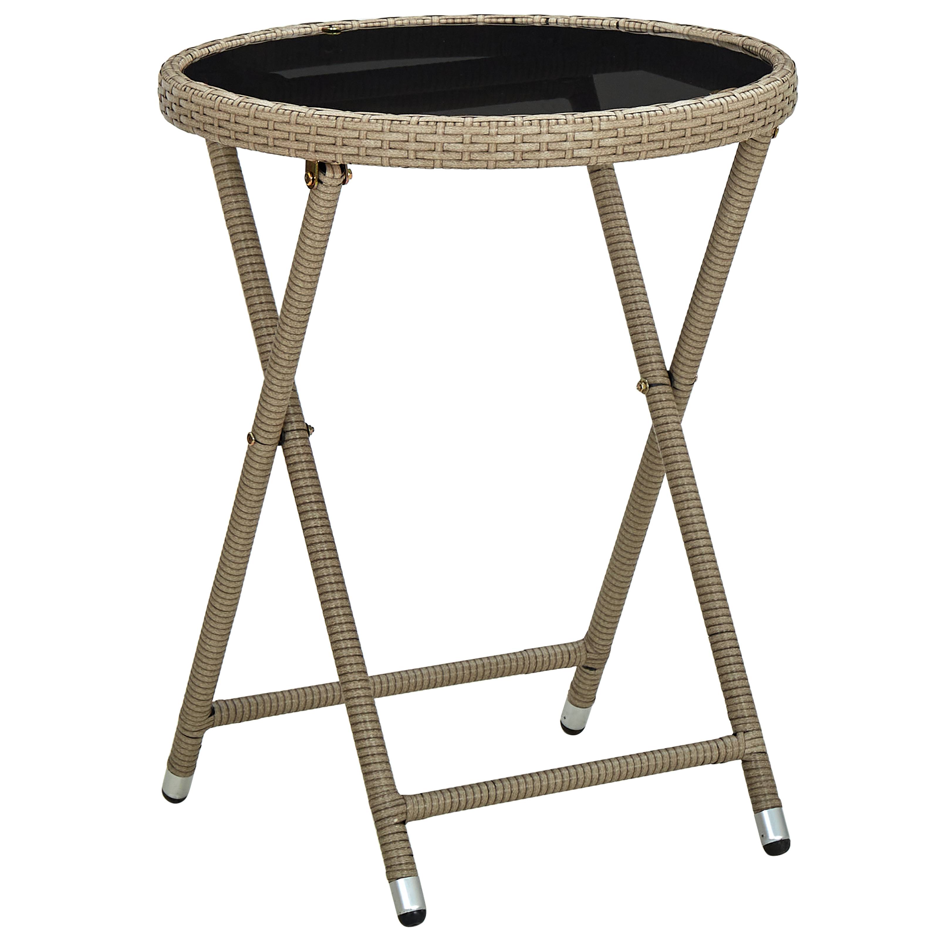 vidaXL 3-tlg. Garten-Bistroset mit Kissen Beige Poly Rattan