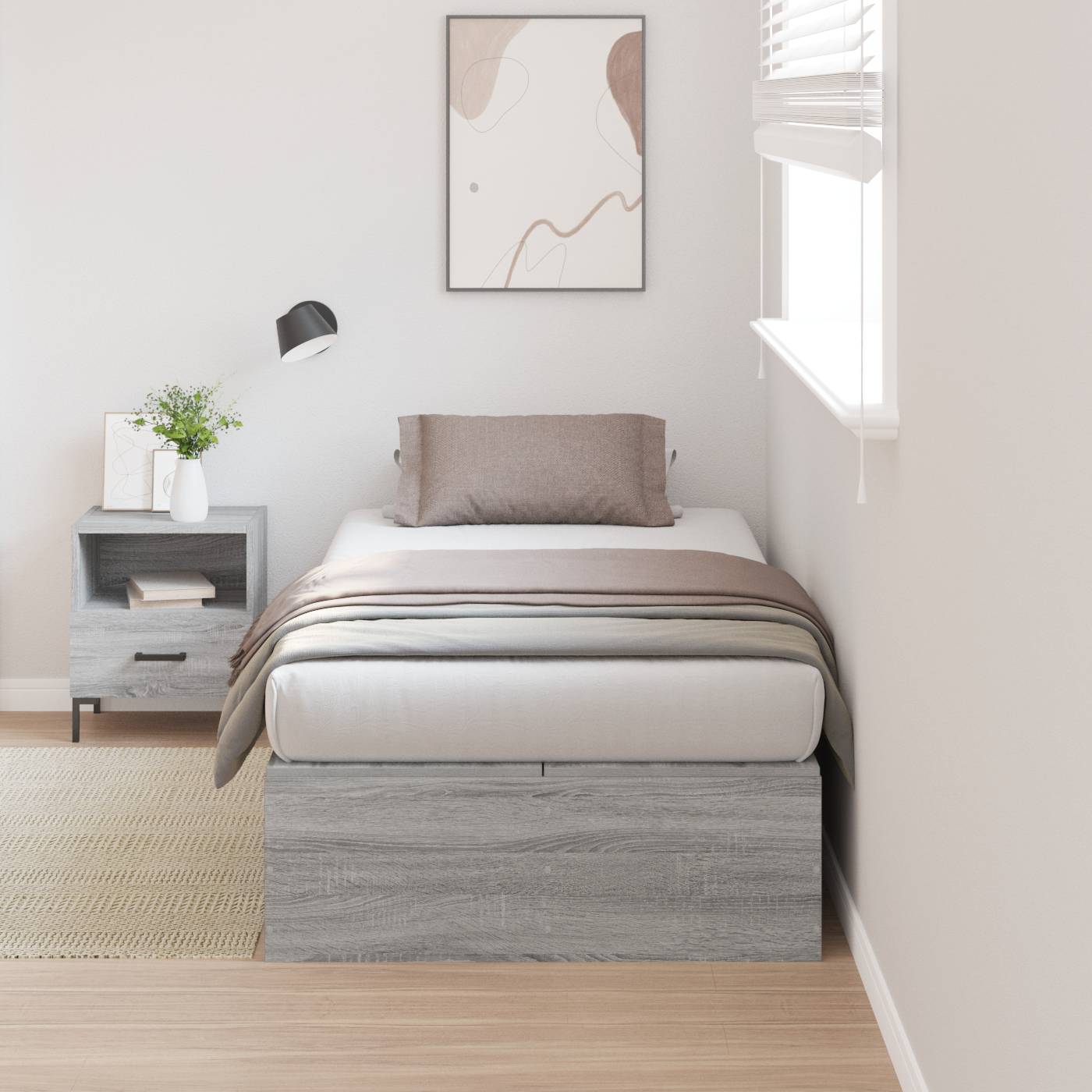 vidaXL Bettgestell mit Stauraum Grau Sonoma 75x190 cm