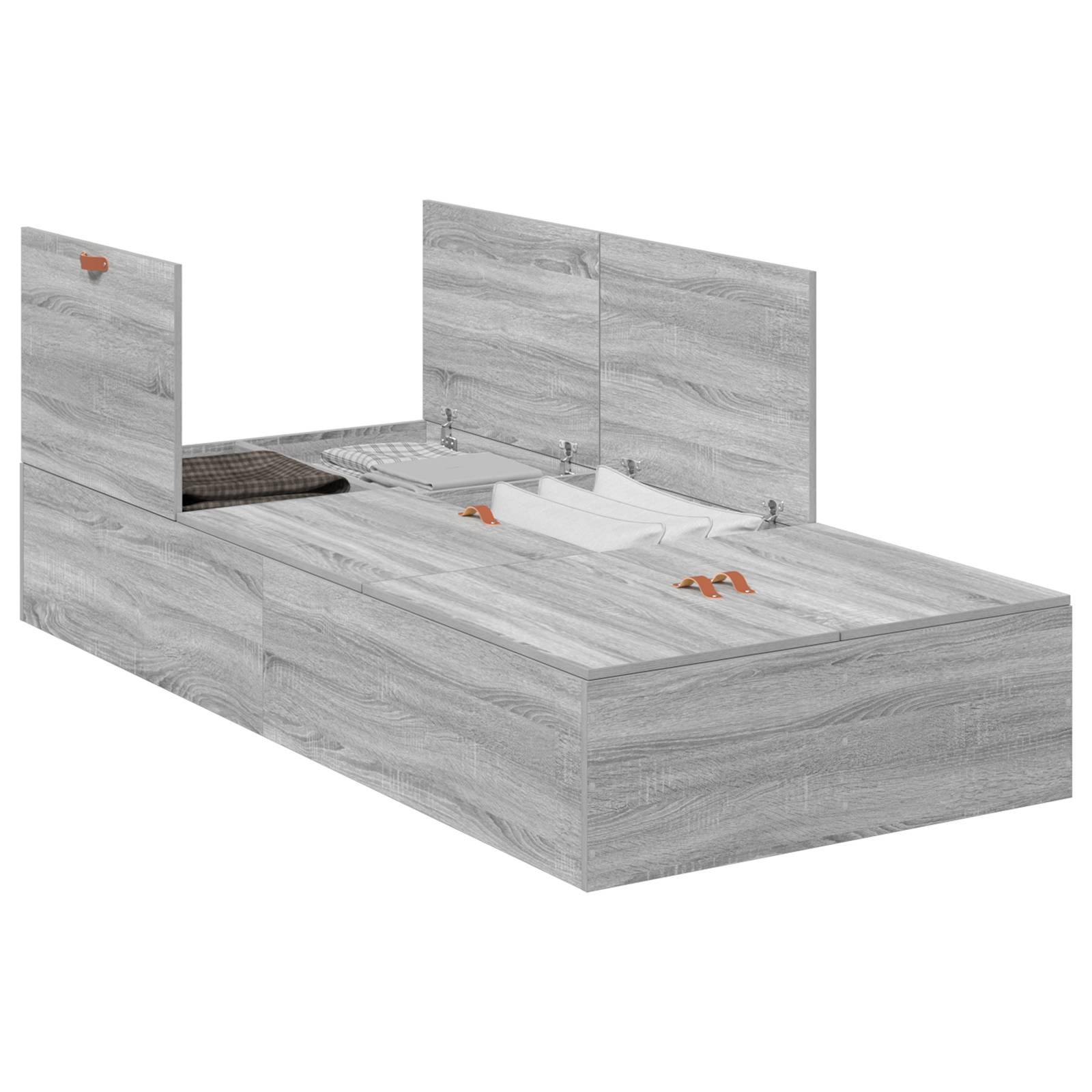 vidaXL Bettgestell mit Stauraum Grau Sonoma 80x200 cm