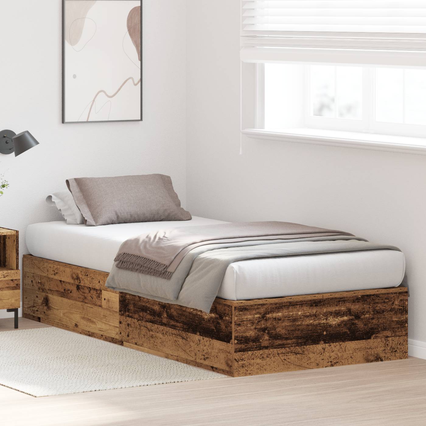 vidaXL Bettgestell mit Stauraum Altholz 75x190 cm Holzwerkstoff