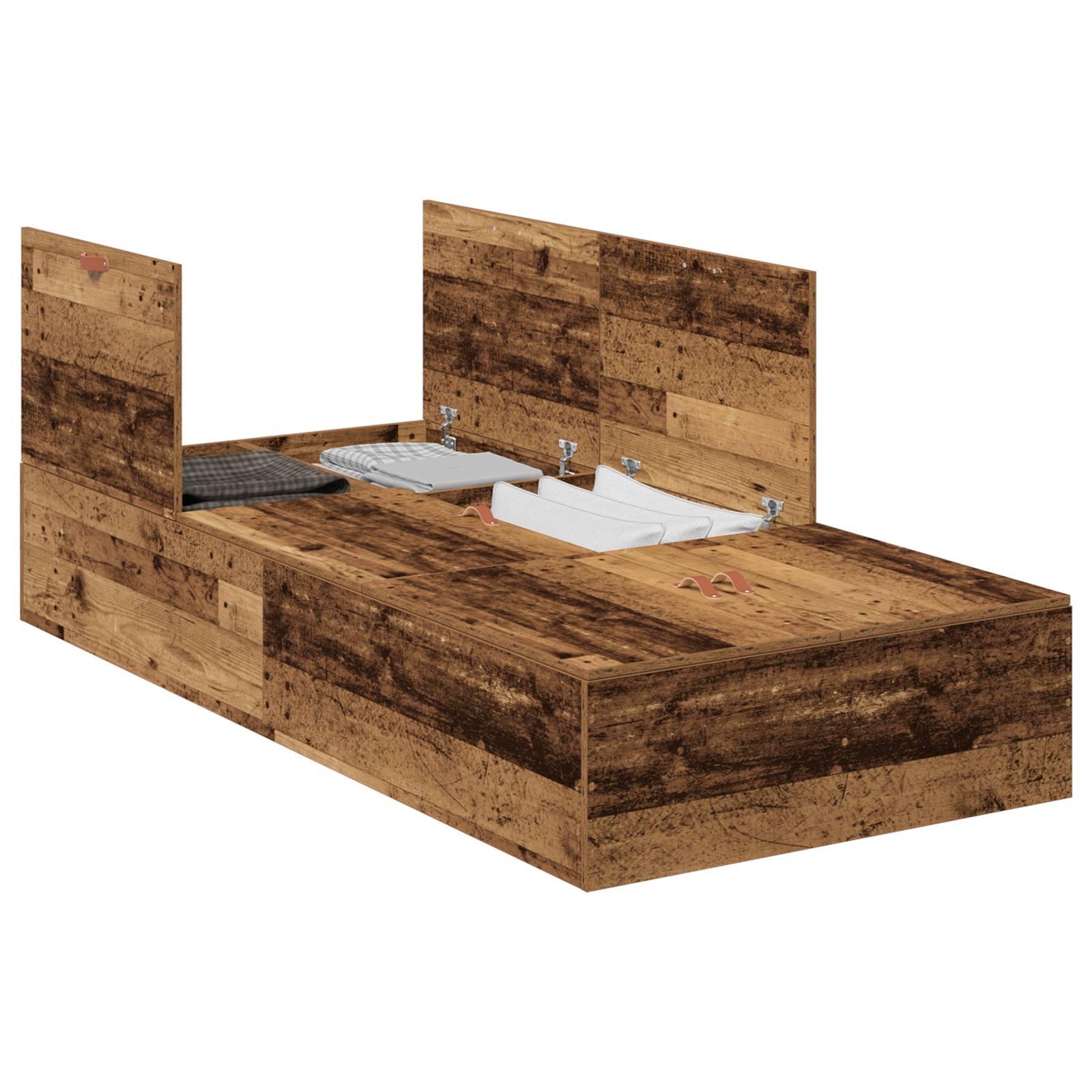 vidaXL Bettgestell mit Stauraum Altholz 75x190 cm Holzwerkstoff