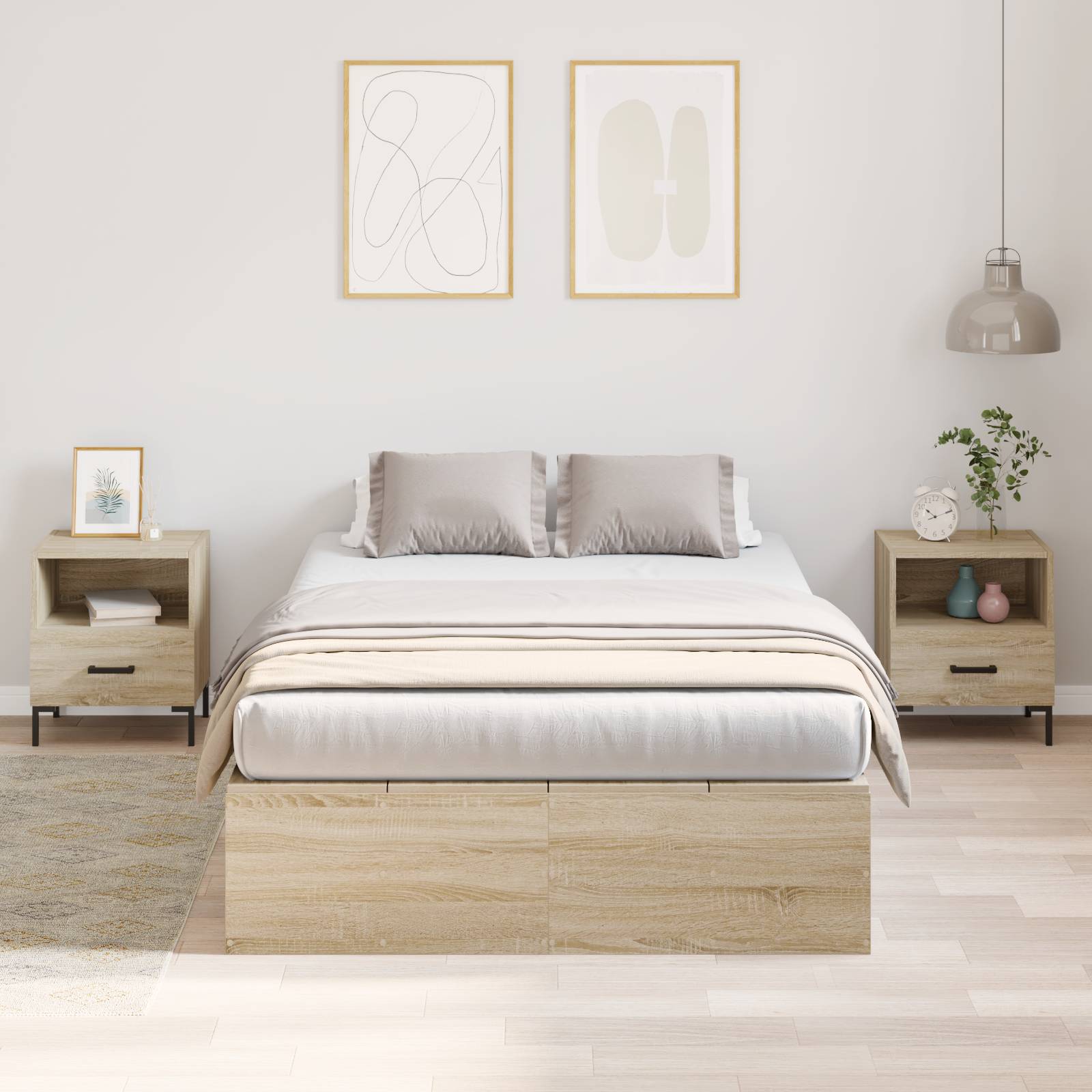 vidaXL Bettgestell mit Stauraum Sonoma Eiche 120x200 cm