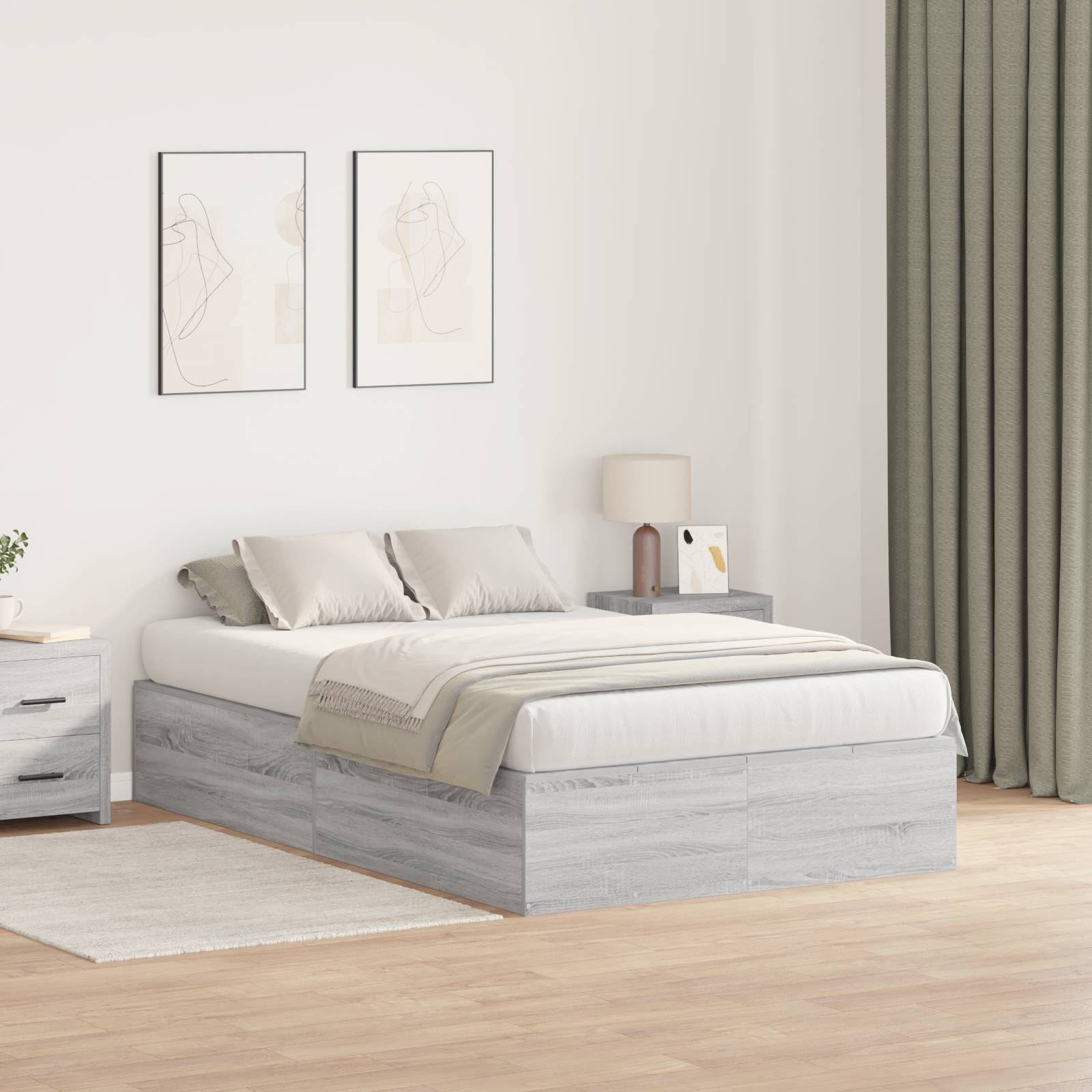 vidaXL Bettgestell mit Stauraum Grau Sonoma 120x190 cm