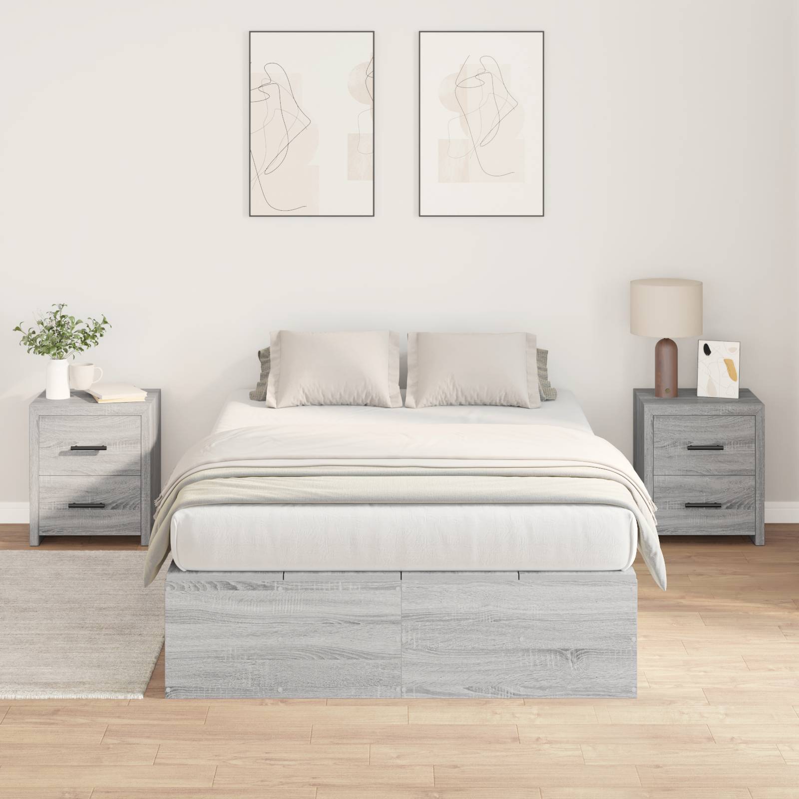 vidaXL Bettgestell mit Stauraum Grau Sonoma 120x190 cm
