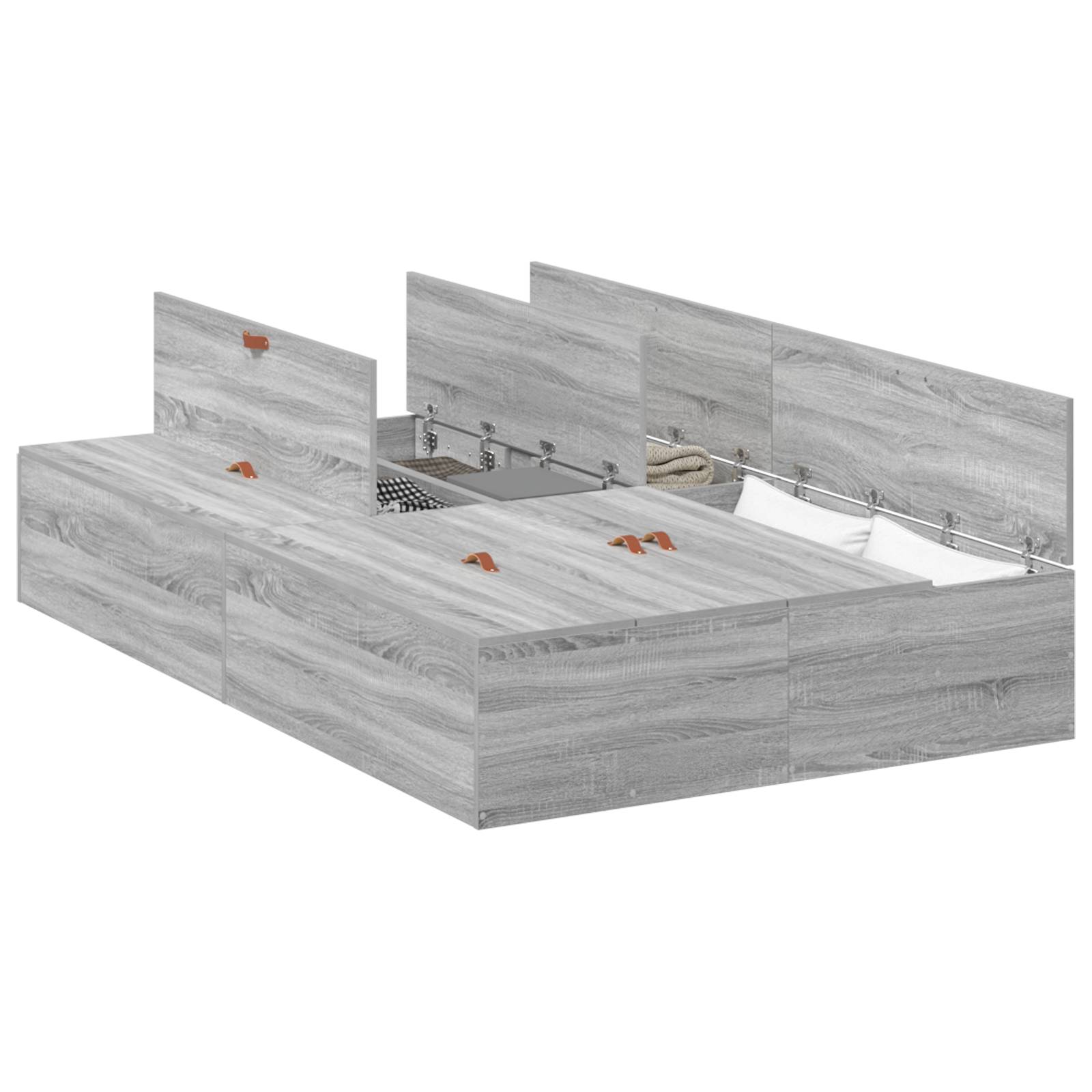 vidaXL Bettgestell mit Stauraum Grau Sonoma 120x190 cm