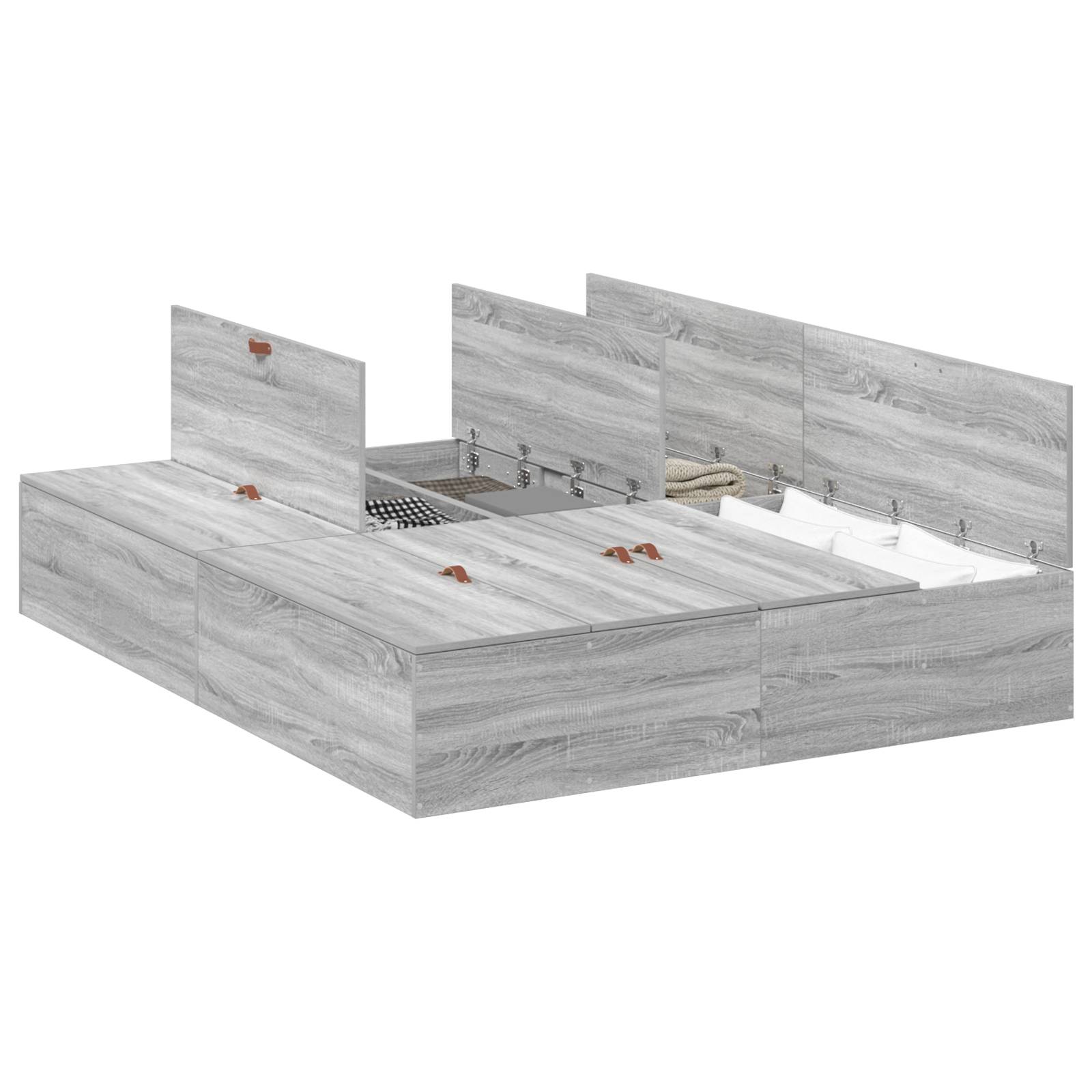 vidaXL Bettgestell mit Stauraum Grau Sonoma 140x200 cm