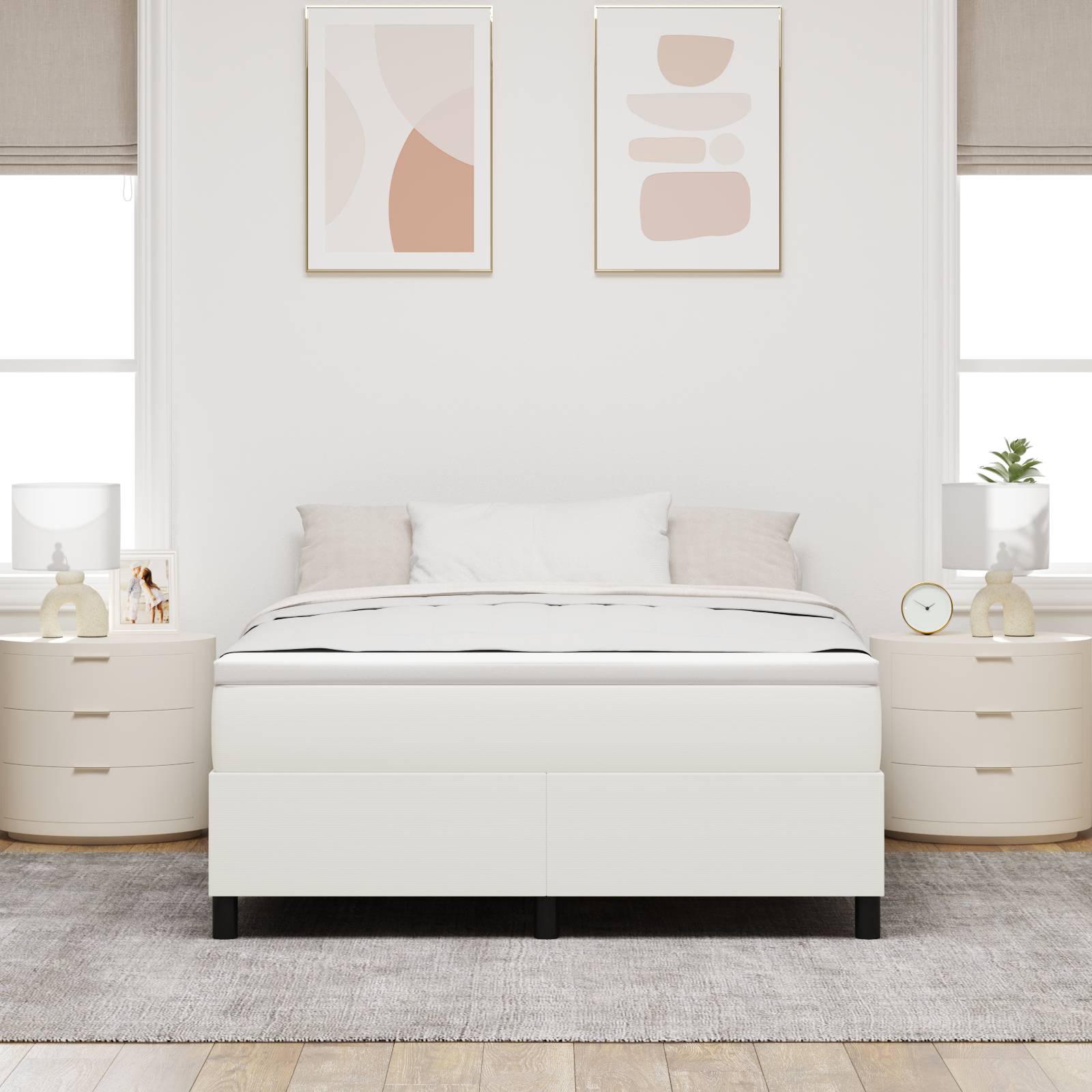 vidaXL Boxspringbett mit Matratze, Creme, 160 x 200 cm, Cordstoff