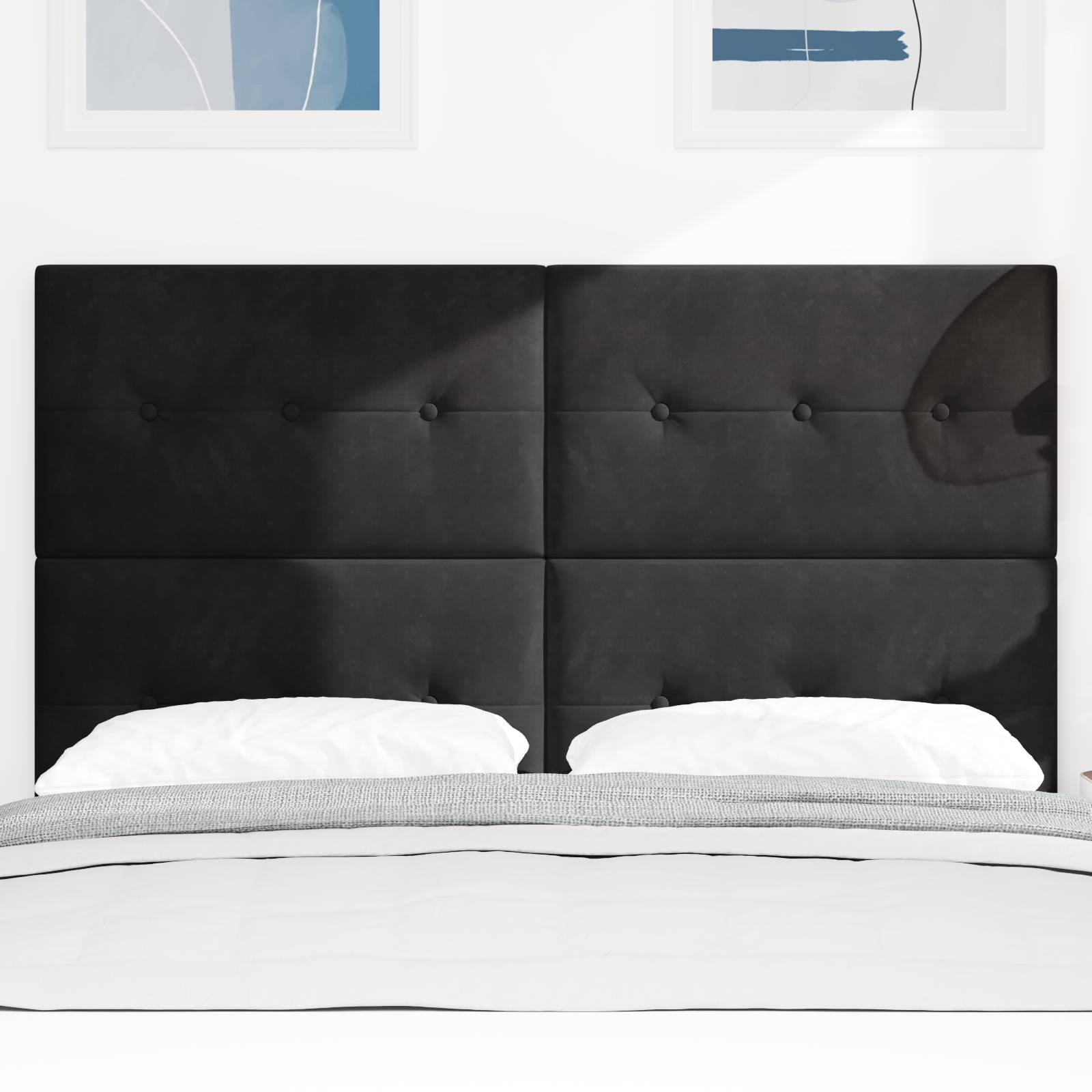 vidaXL LED Kopfteil Schwarz 80 cm Samt