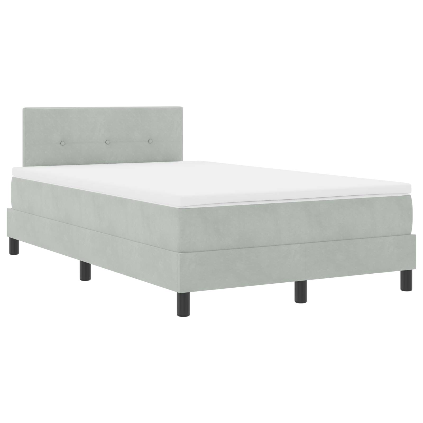 vidaXL LED Boxspringbett mit Matratze Hellgrau 120x200 cm Samt