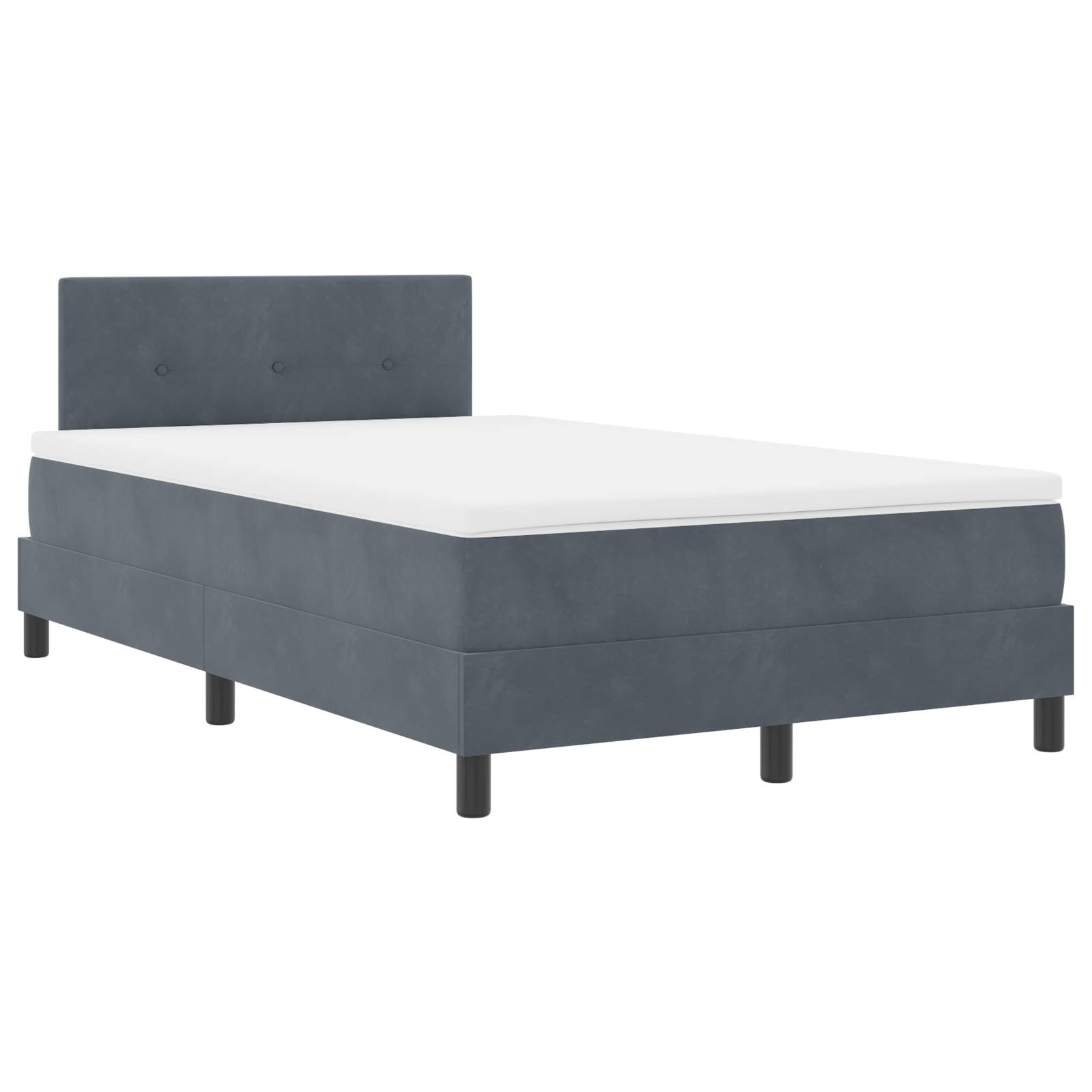 vidaXL Boxspringbett mit Matratze & LED Dunkelgrau 120x190 cm Samt