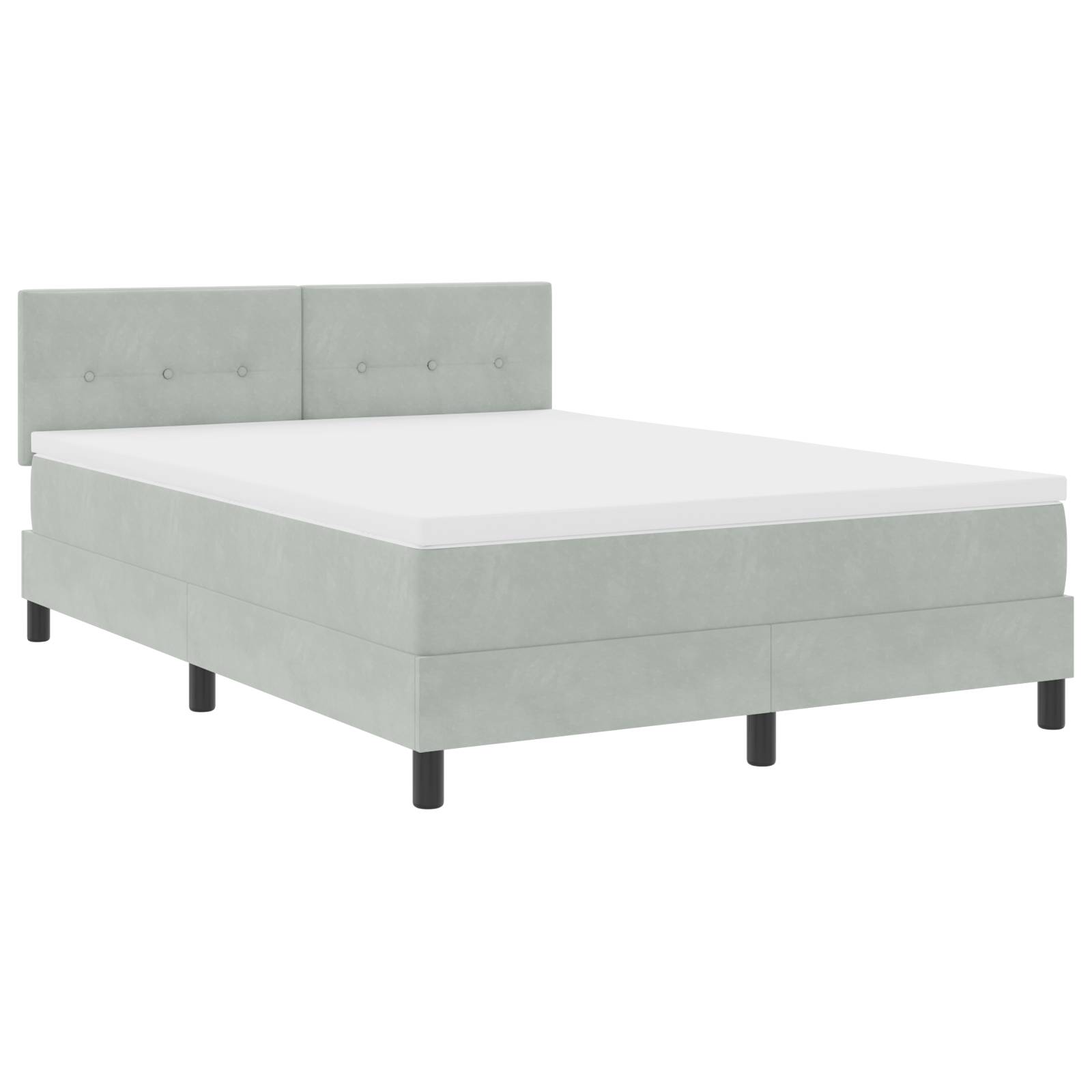 vidaXL Boxspringbett mit Matratze Hellgrau 140x190 cm Samt