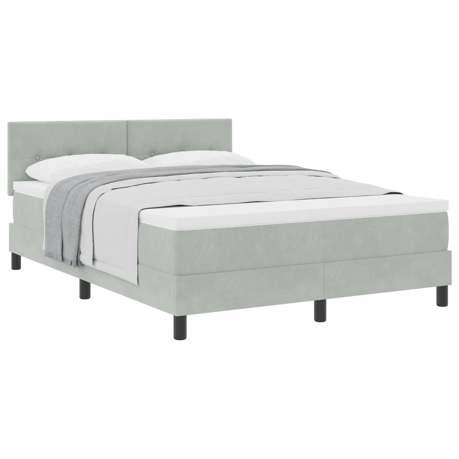 vidaXL Boxspringbett mit Matratze Hellgrau 140x190 cm Samt
