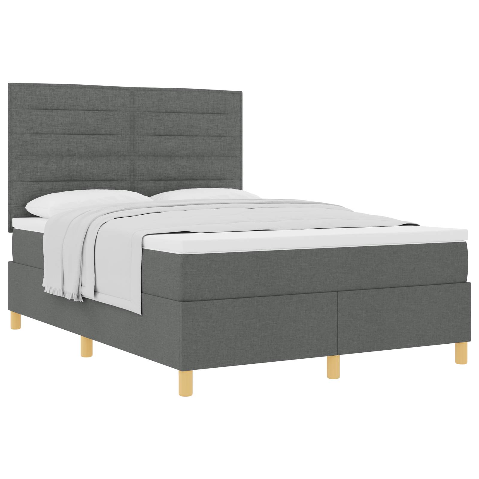vidaXL Boxspringbett mit Matratze Dunkelgrau 160x200 cm Stoff