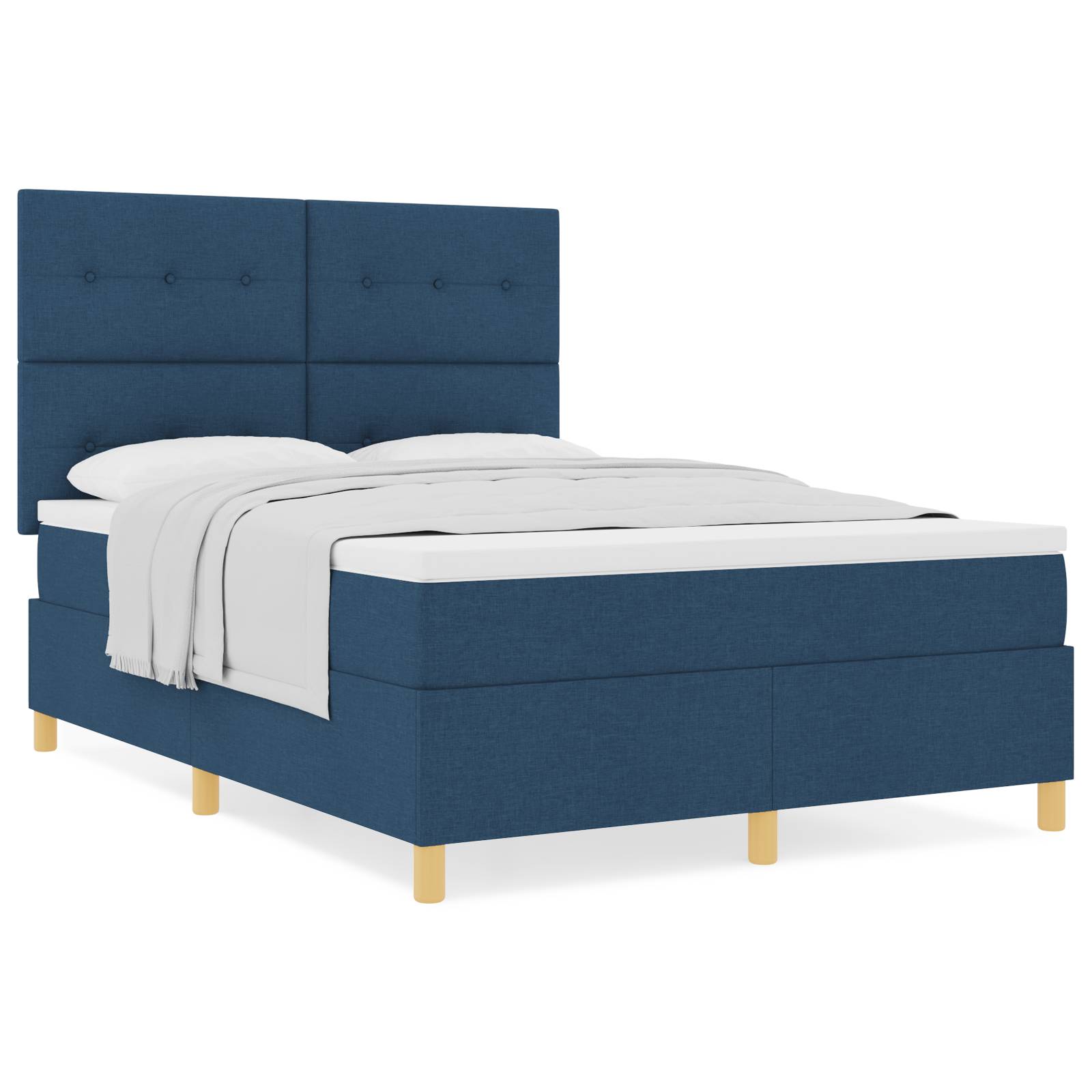 vidaXL Boxspringbett mit Matratze Blau 140x200 cm Stoff