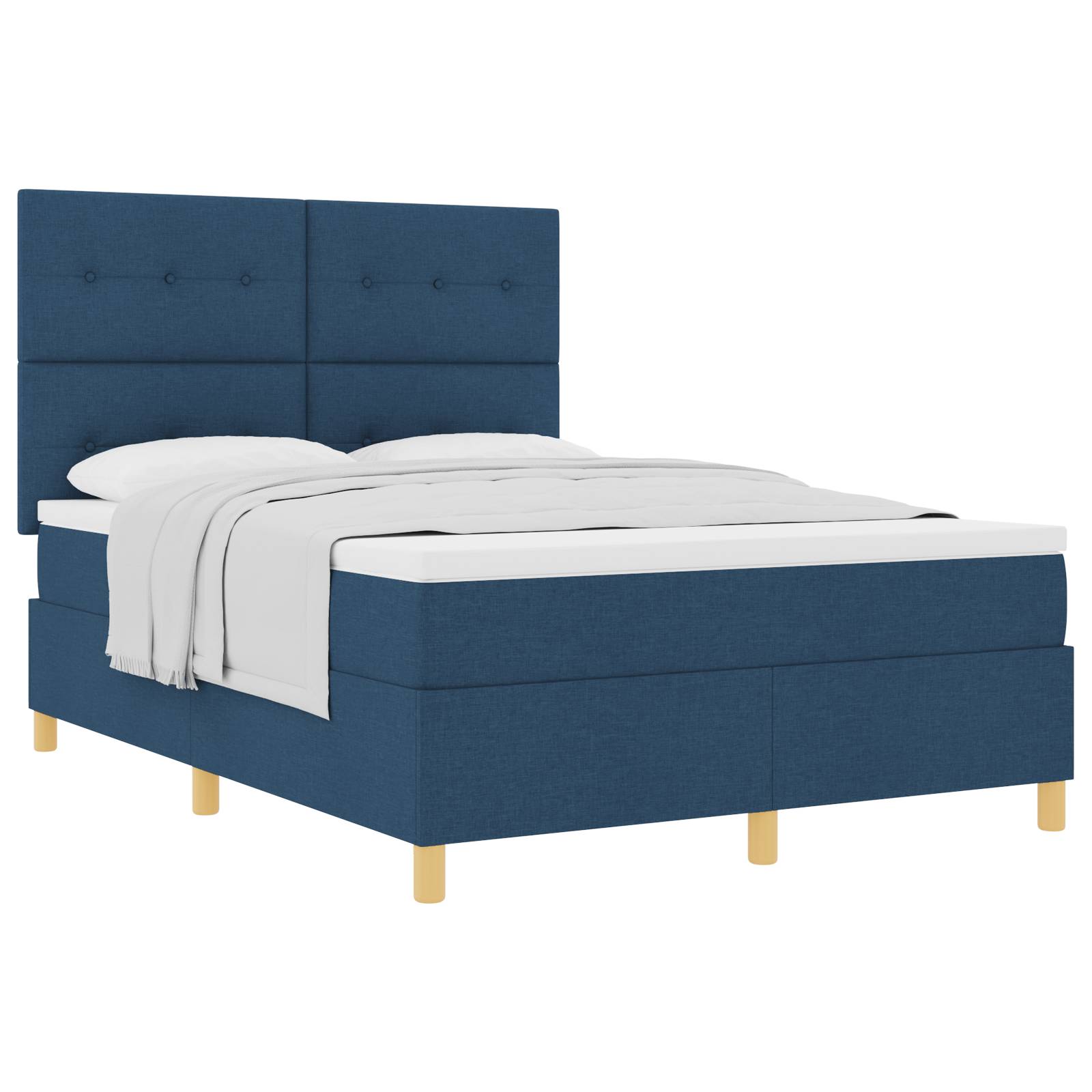 vidaXL Boxspringbett mit Matratze Blau 140x200 cm Stoff
