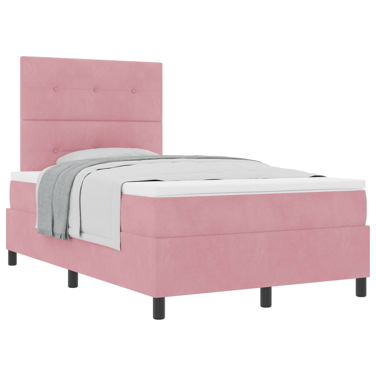 vidaXL Boxspringbett mit Matratze Rosa 120x200 cm Samt